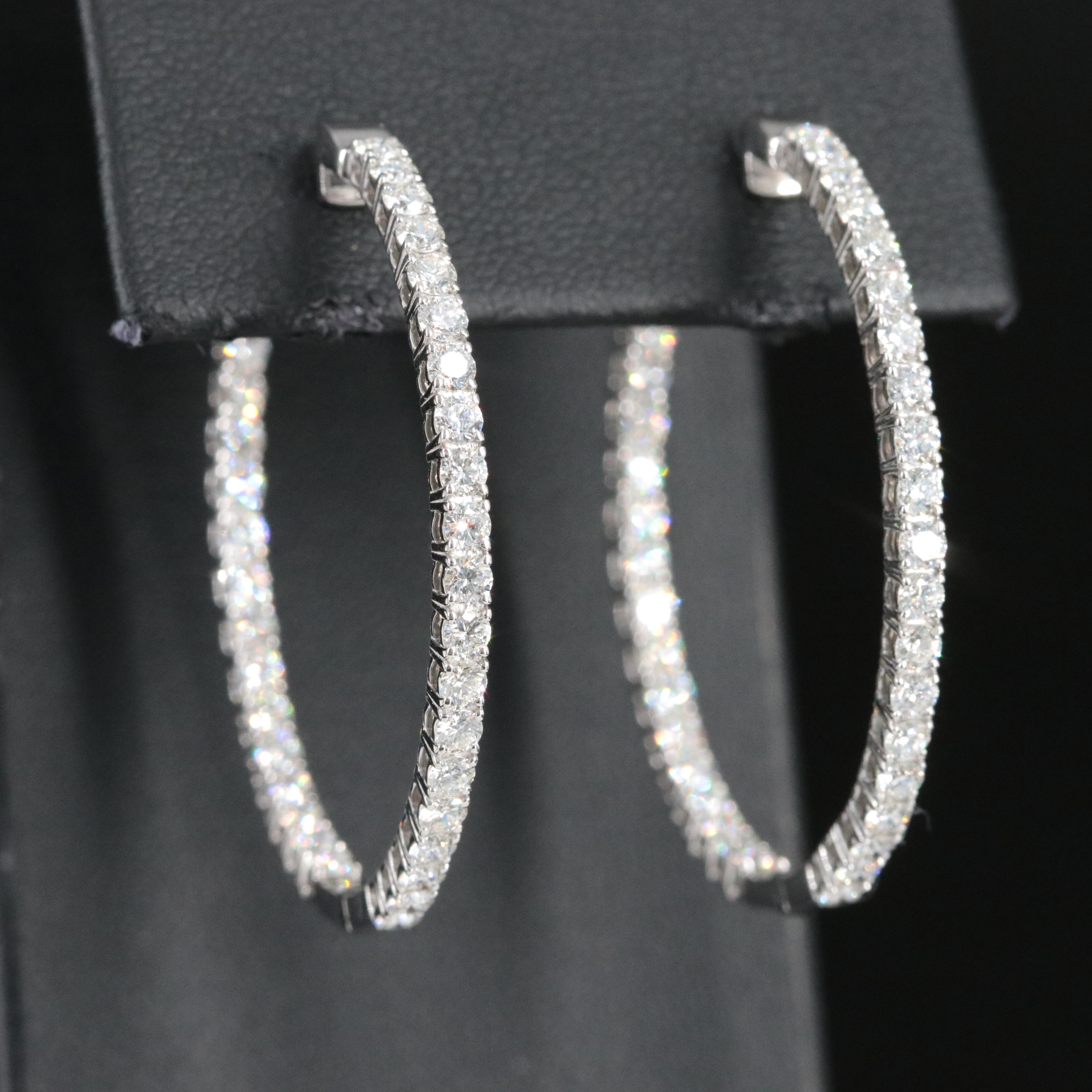 Platinum 2.86 CTW Diamond Inside Out Hoop Earrings
