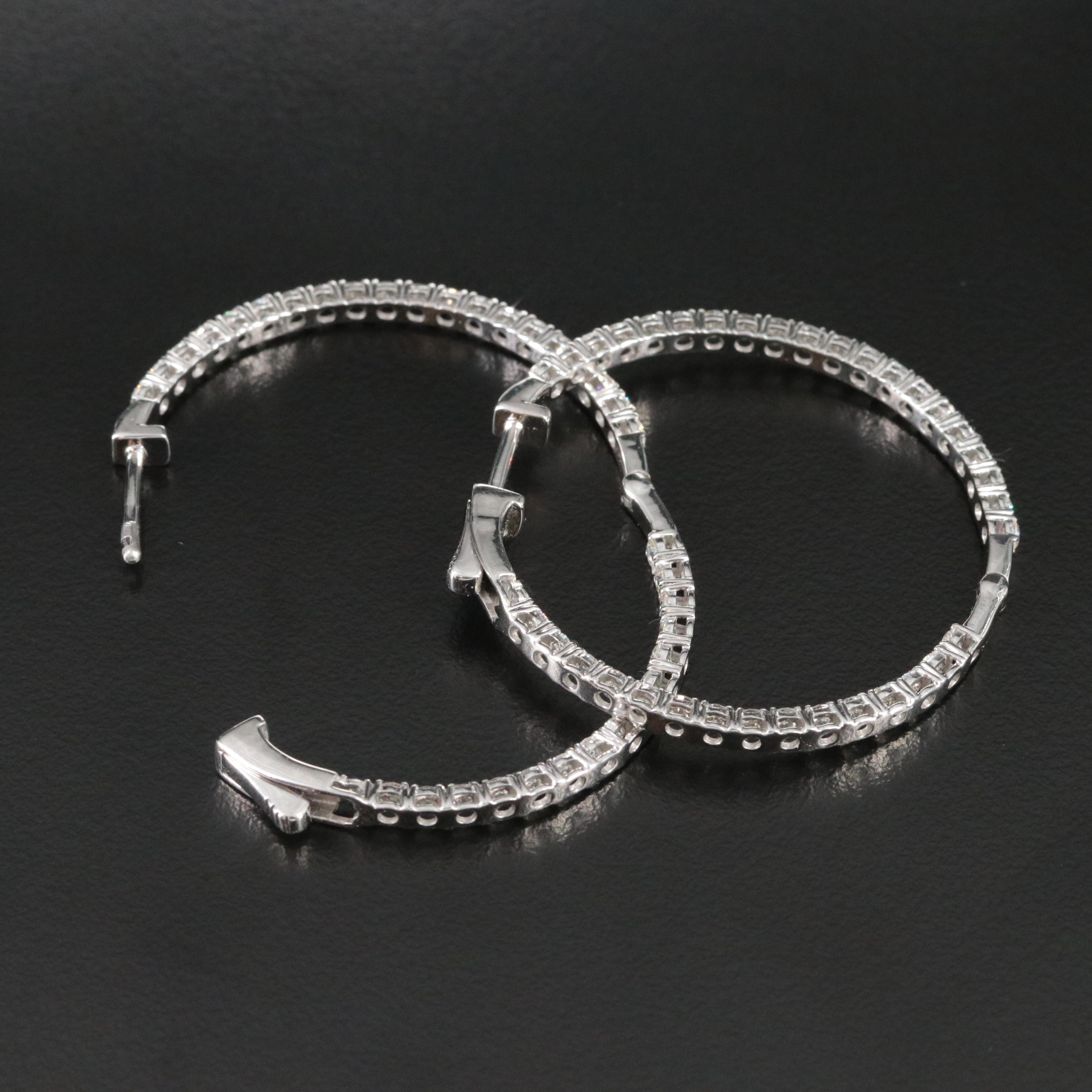 Platinum 2.86 CTW Diamond Inside Out Hoop Earrings