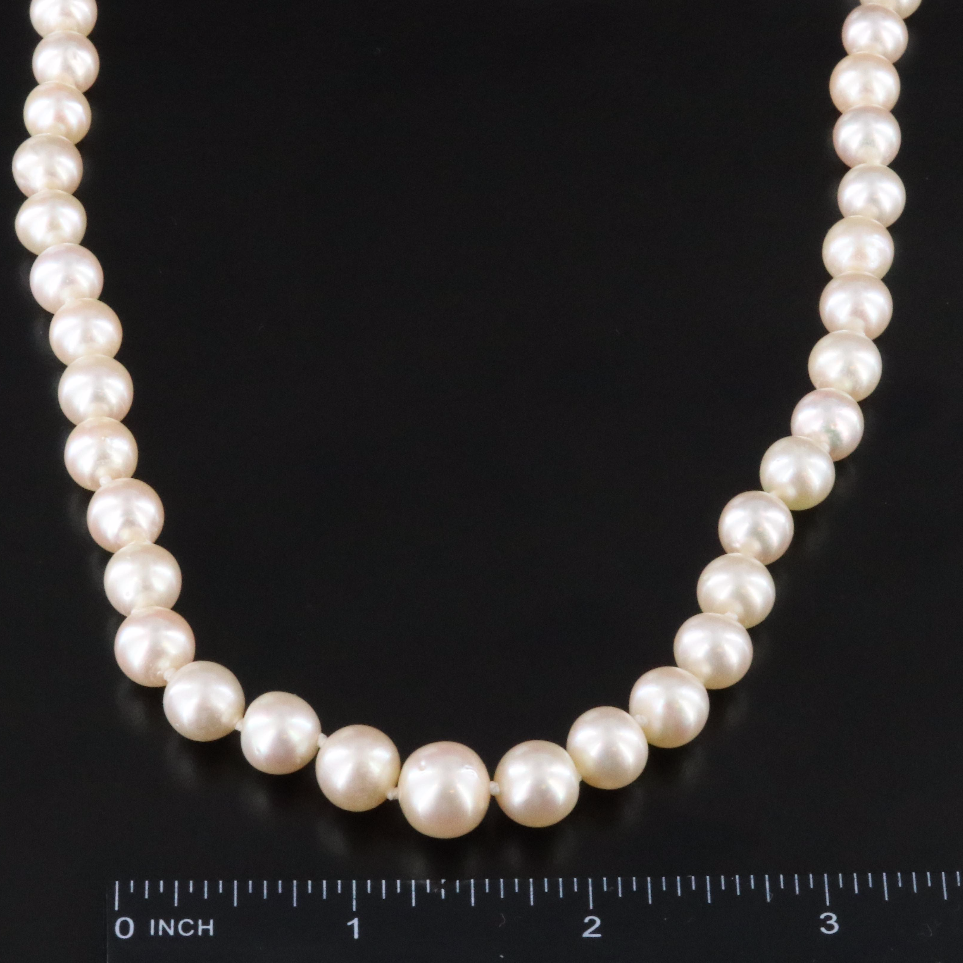 Graduated Pearl Necklace with Tiffany & Co. Antique Platinum Diamond Clasp