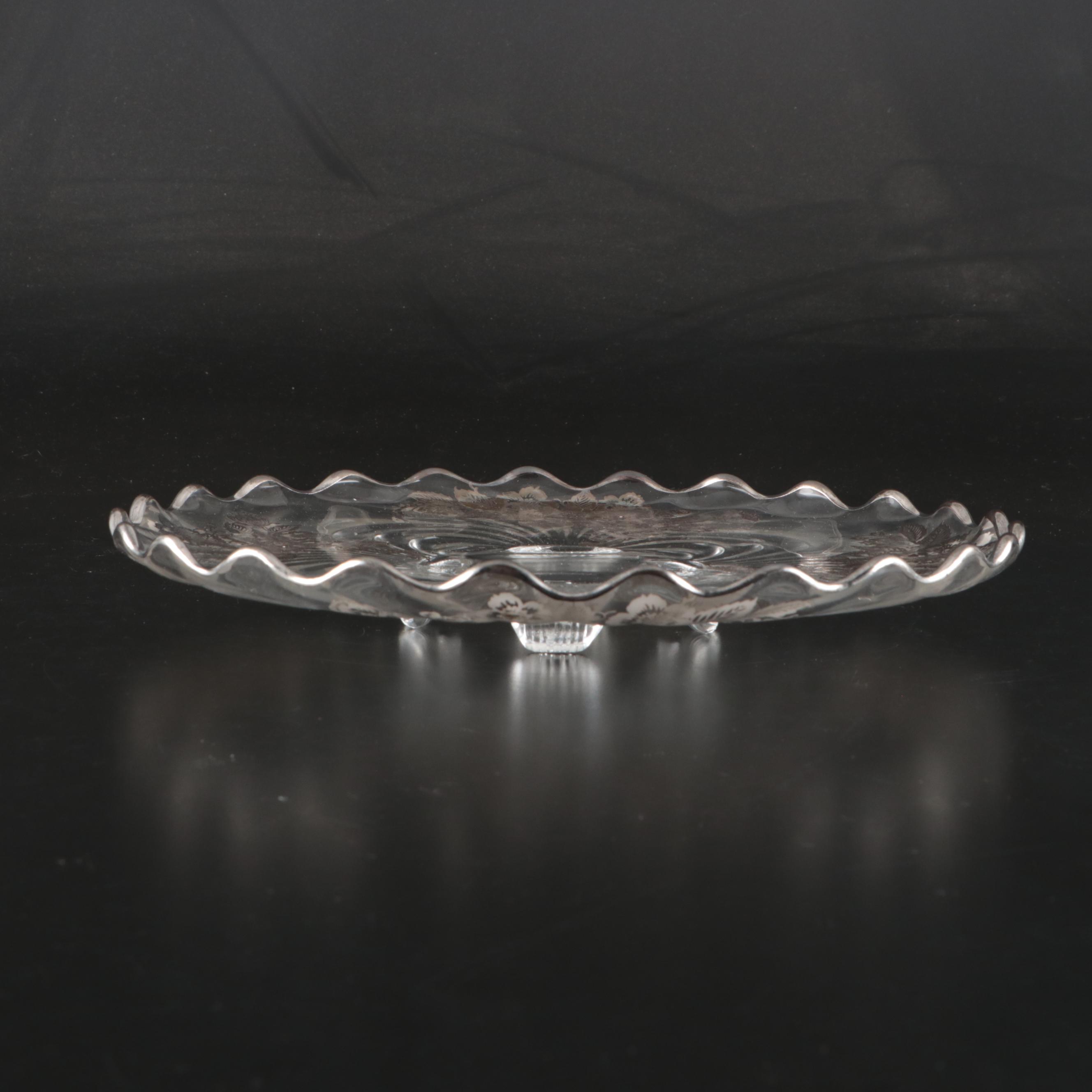 Silver City "Flanders Clear" and  "Blossom Time" Iridescent Glass Serveware