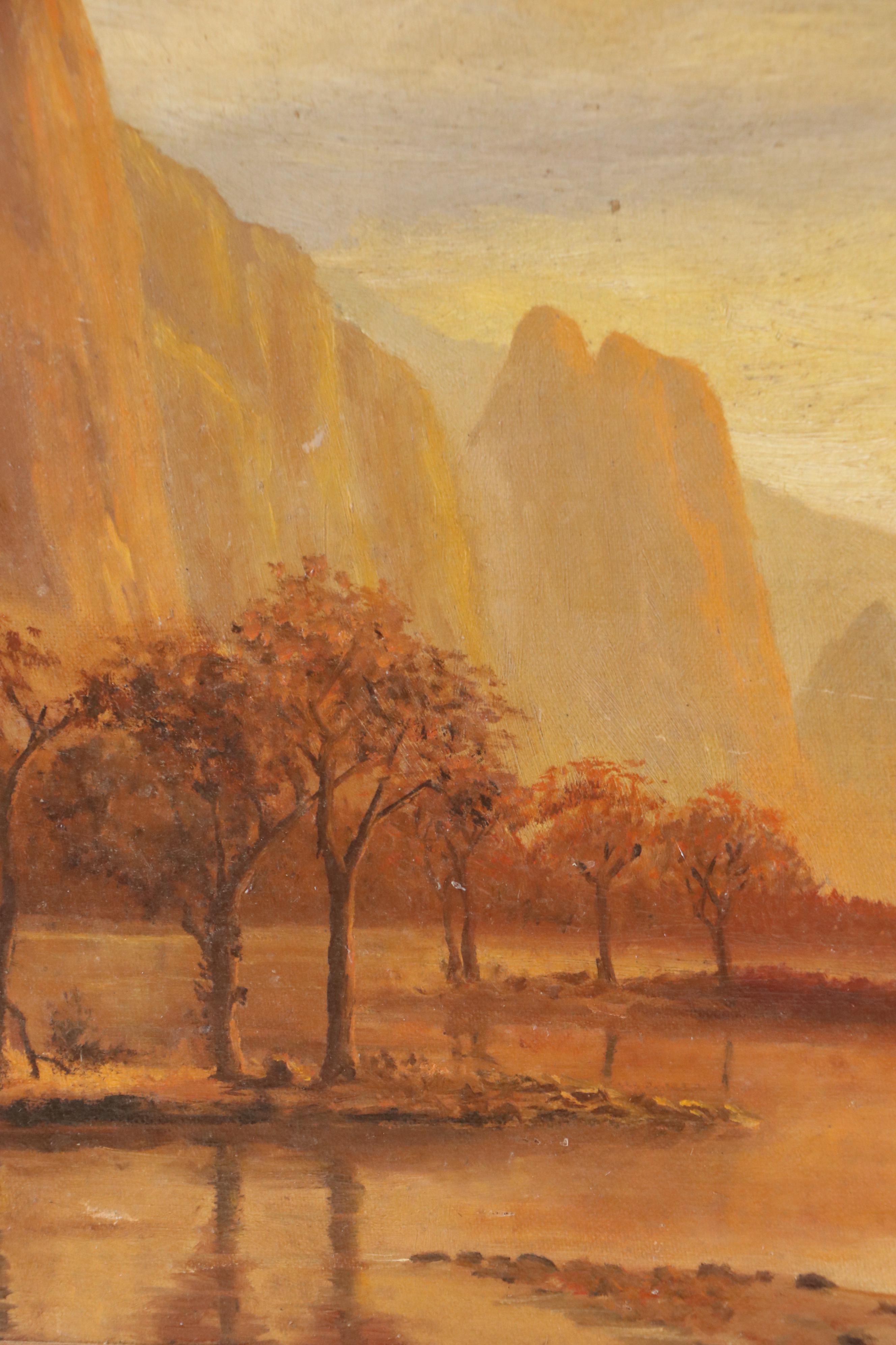 E. Murphy Oil Landscape After Albert Bierstadt "Valley of the Yosemite," 20th C.