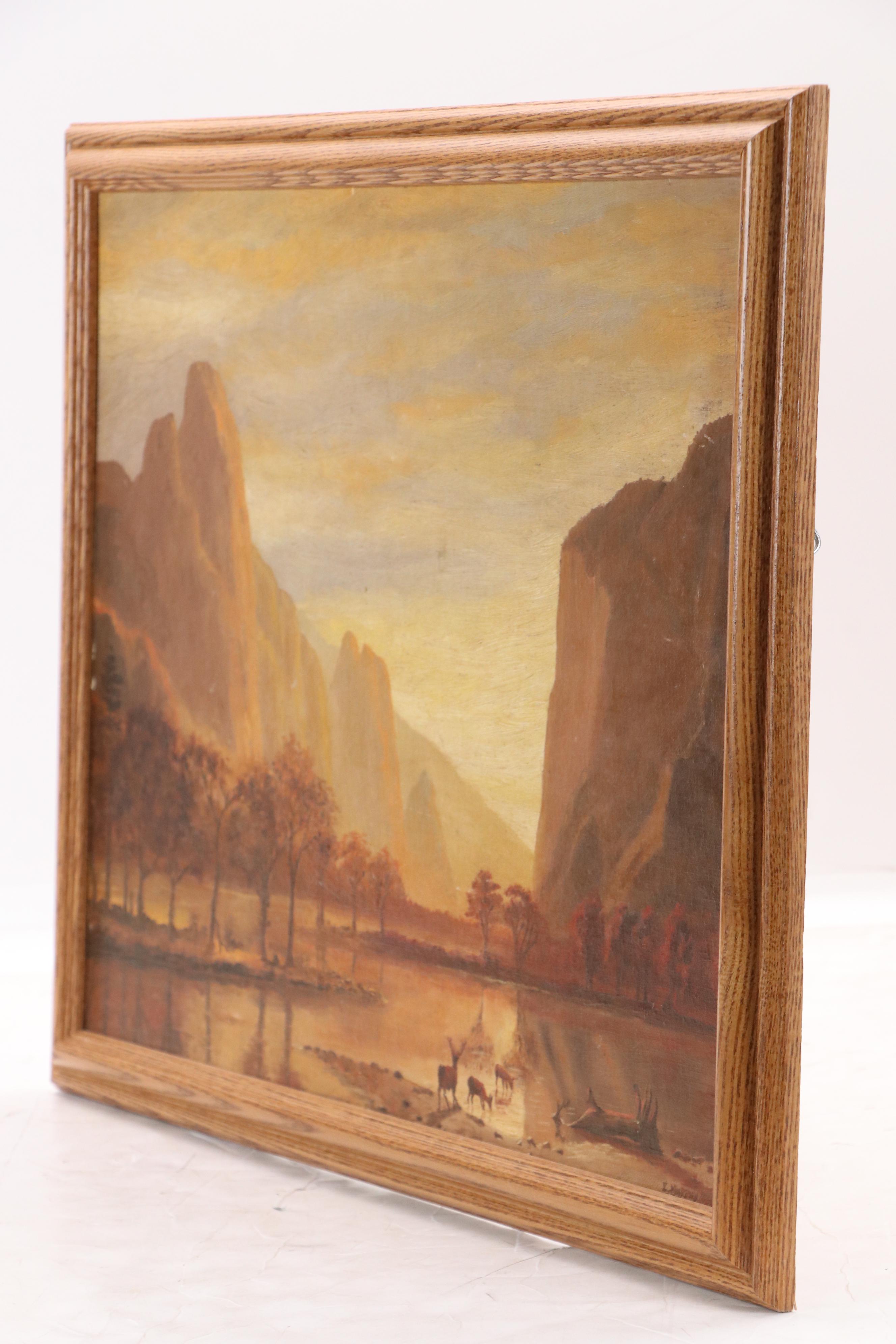 E. Murphy Oil Landscape After Albert Bierstadt "Valley of the Yosemite," 20th C.