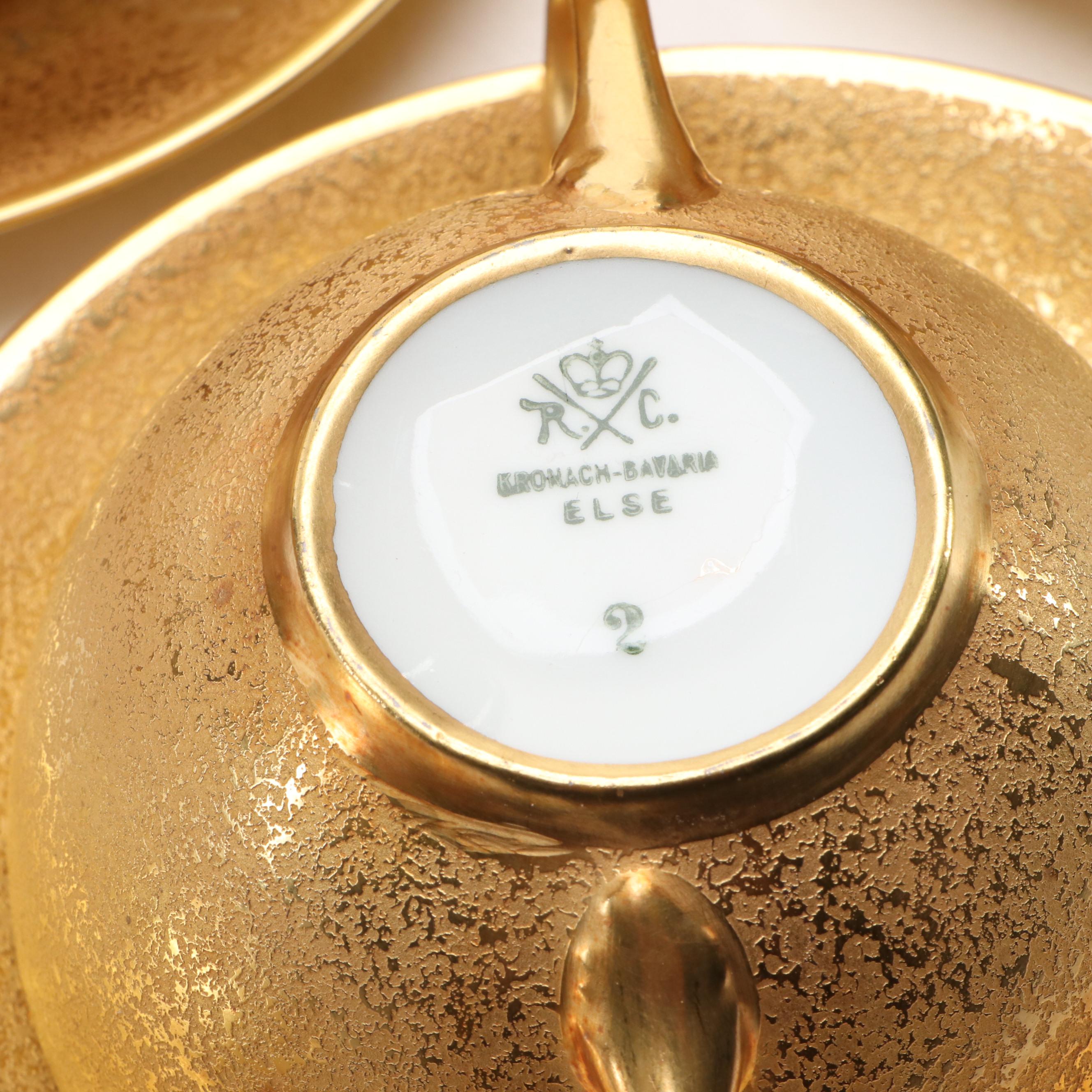 Rosenthal Gilded Porcelain Cream Soup Bowls and Saucers, Early to Mid-20th C.