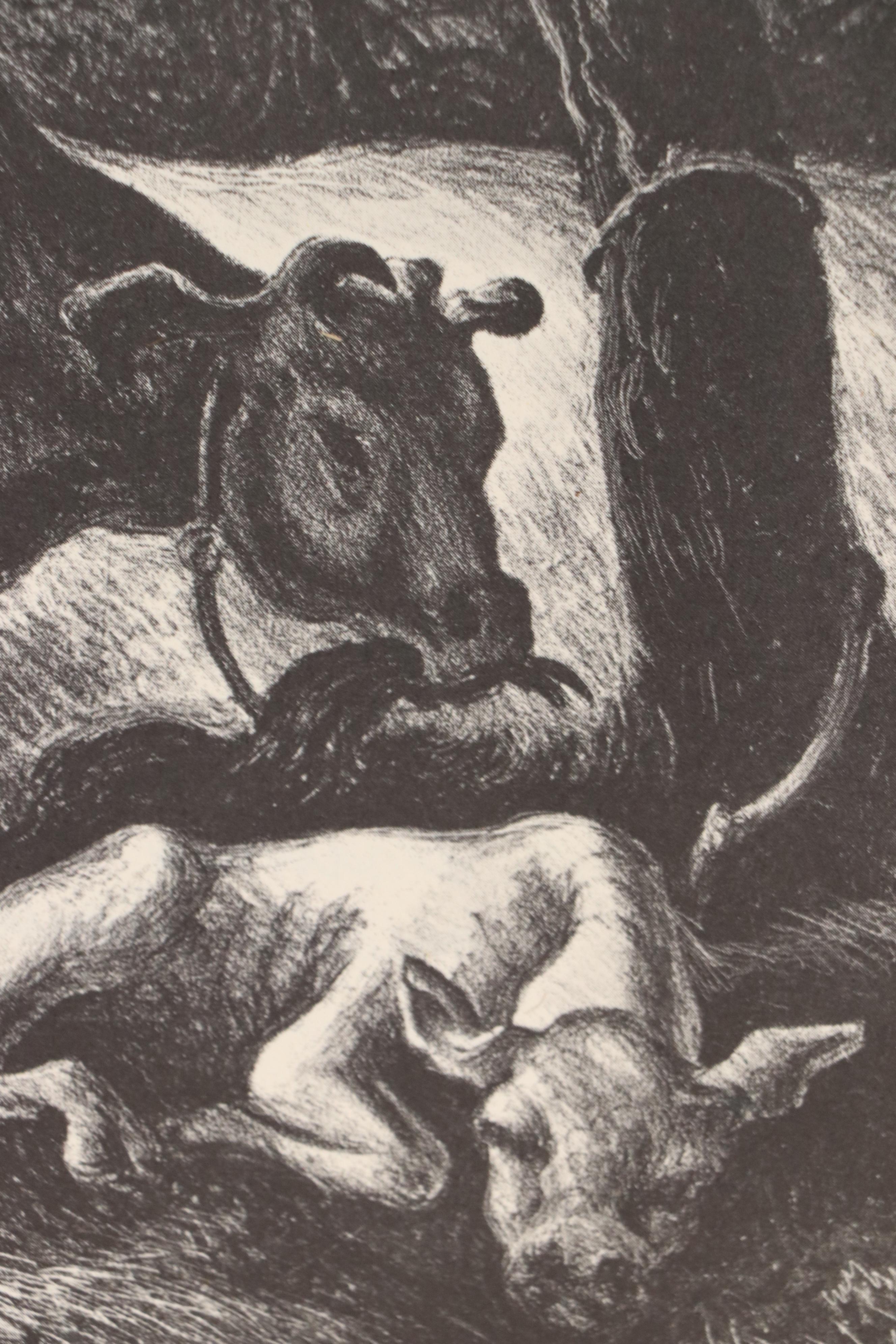 Thomas Hart Benton Pastoral Halftones "White Calf" and "Haystack"