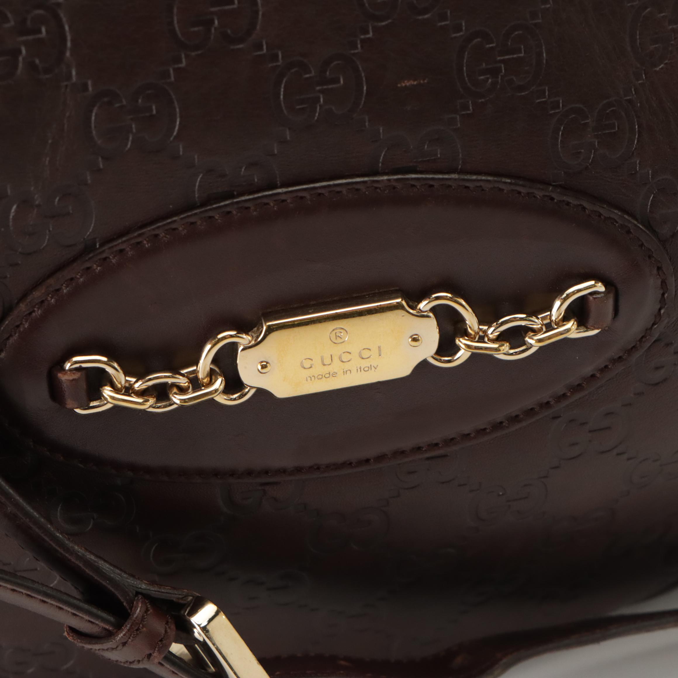 Gucci Zippered Punch Shoulder Bag in Chocolate Brown Guccissima Leather