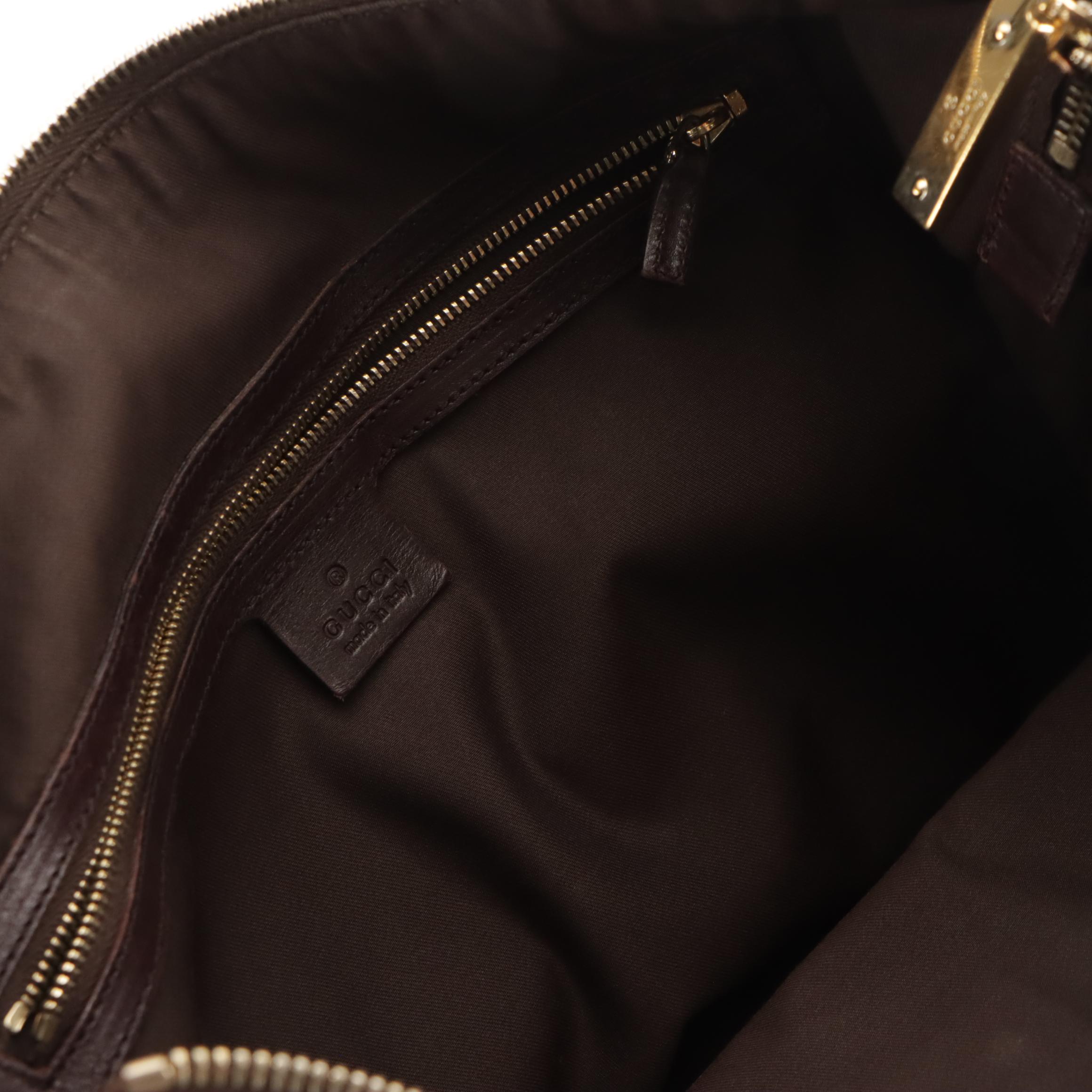 Gucci Zippered Punch Shoulder Bag in Chocolate Brown Guccissima Leather