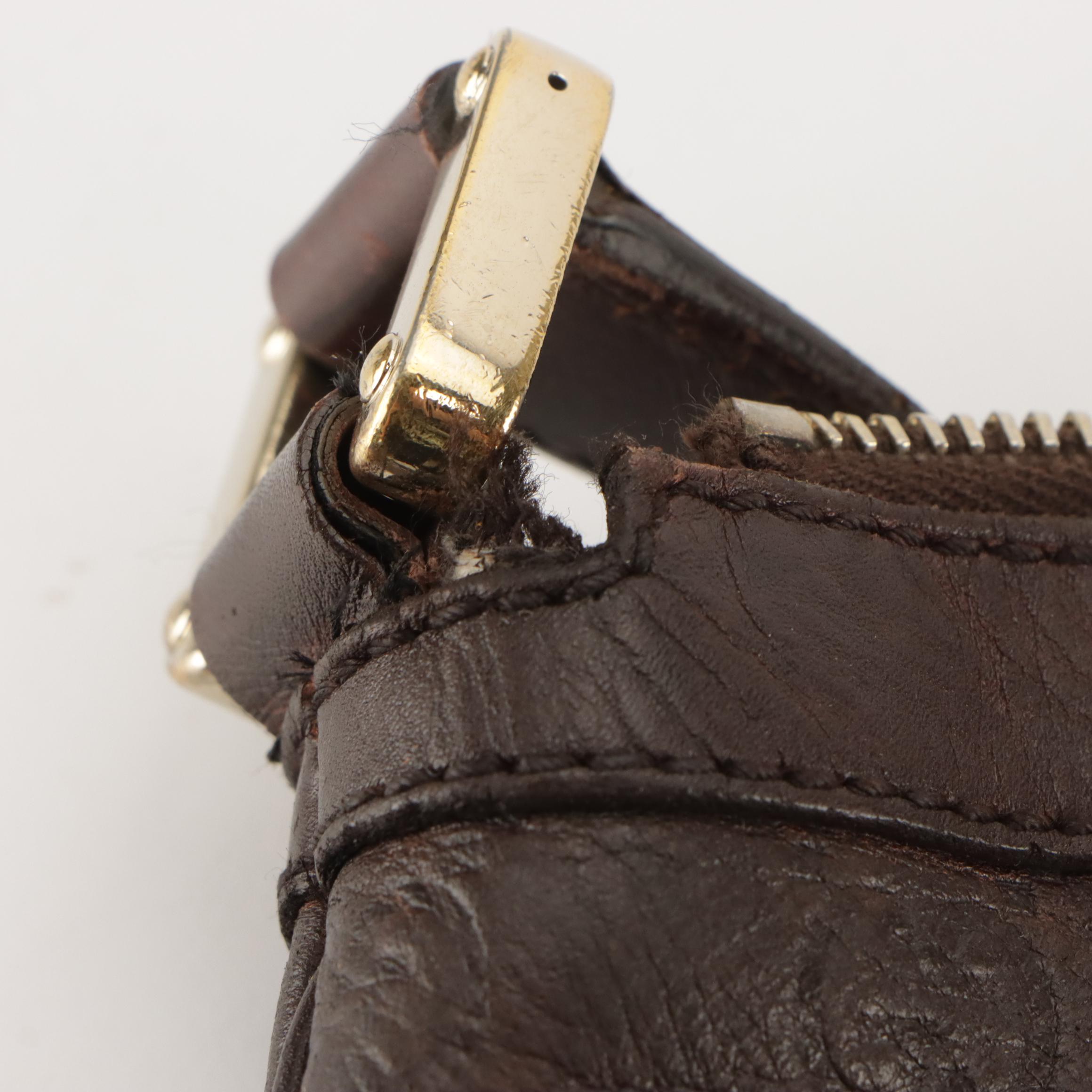 Gucci Zippered Punch Shoulder Bag in Chocolate Brown Guccissima Leather