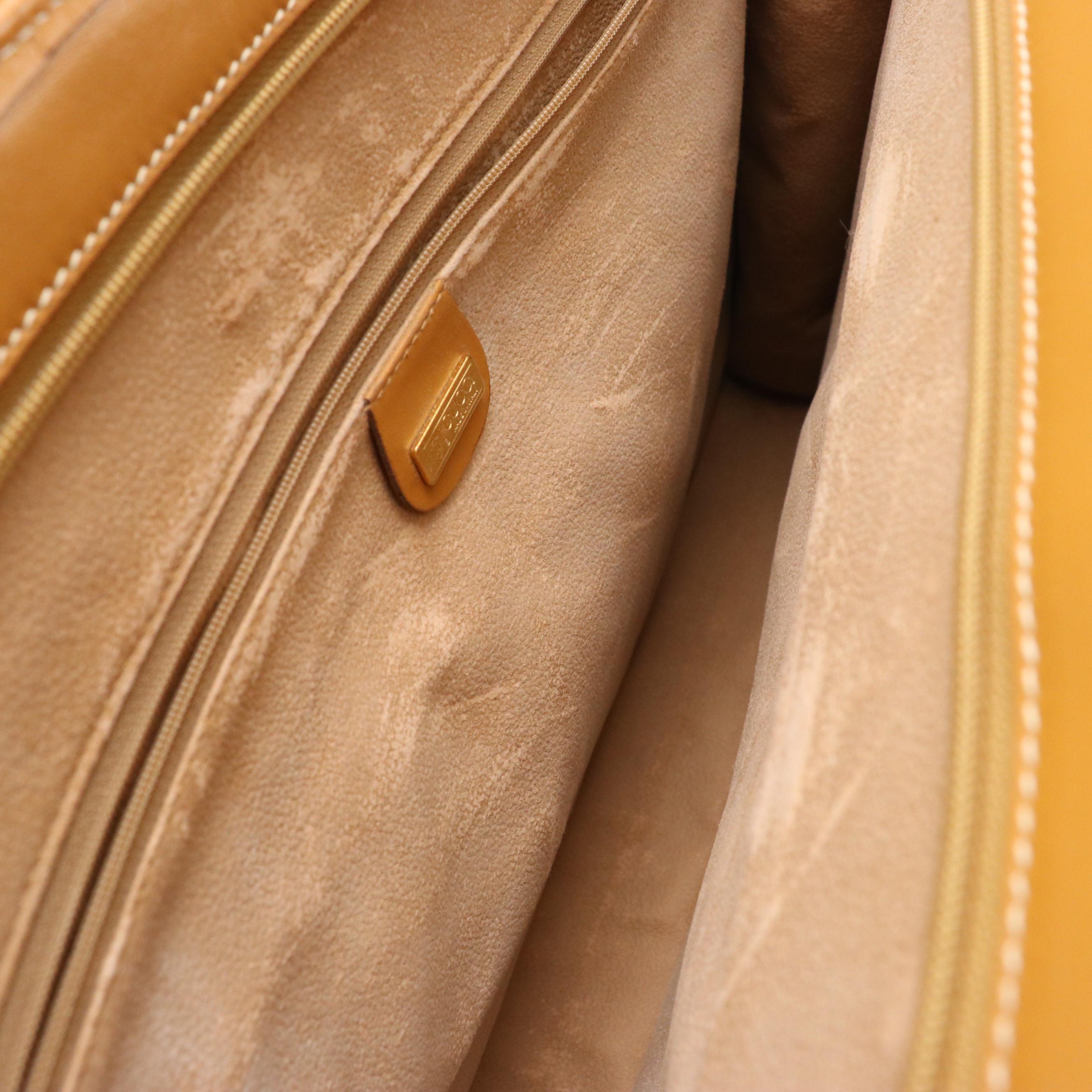 Gucci Business Bag in Micro GG Supreme Canvas and Tan Leather