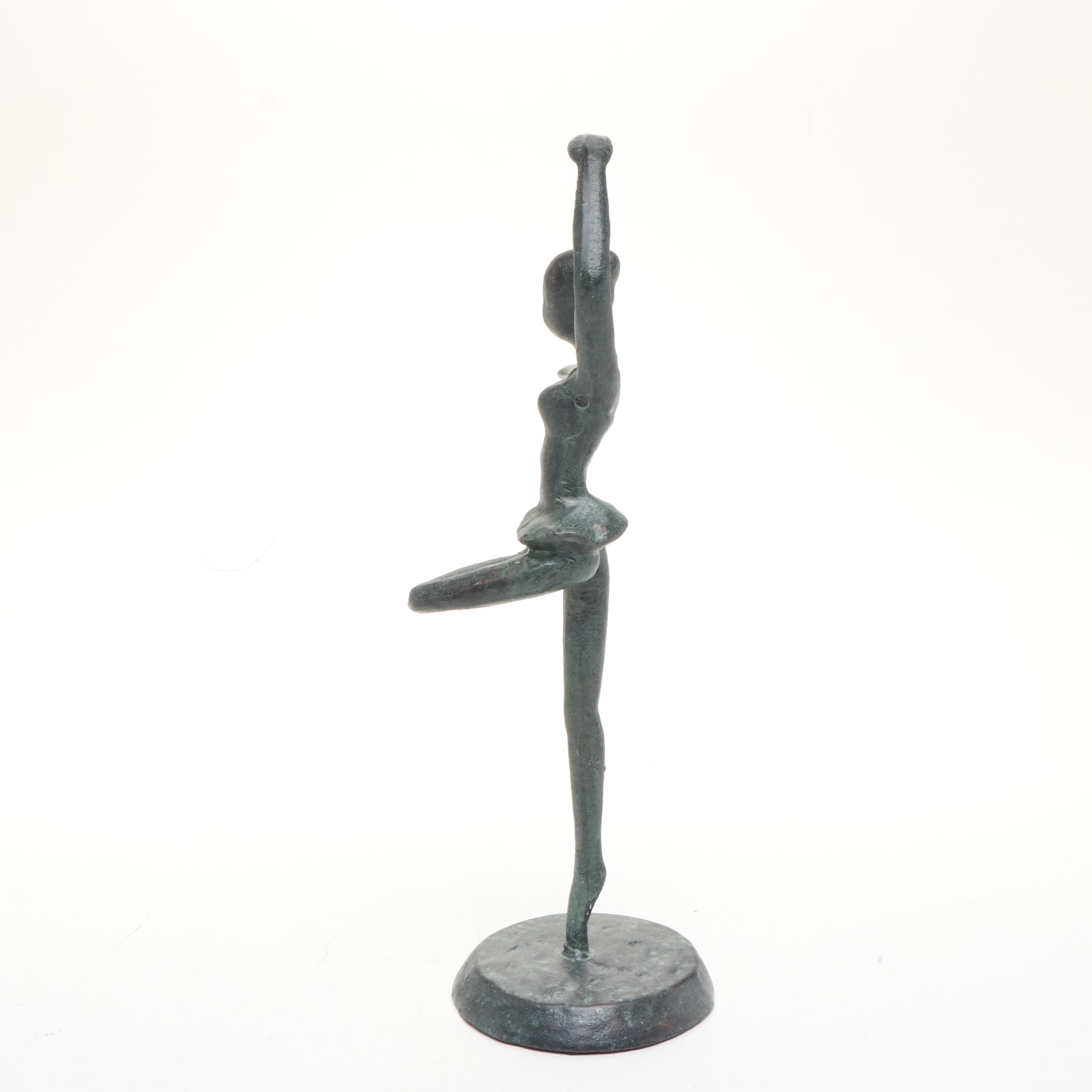 Brutalist Style Cast Metal Dancing Ballerinas on Stands