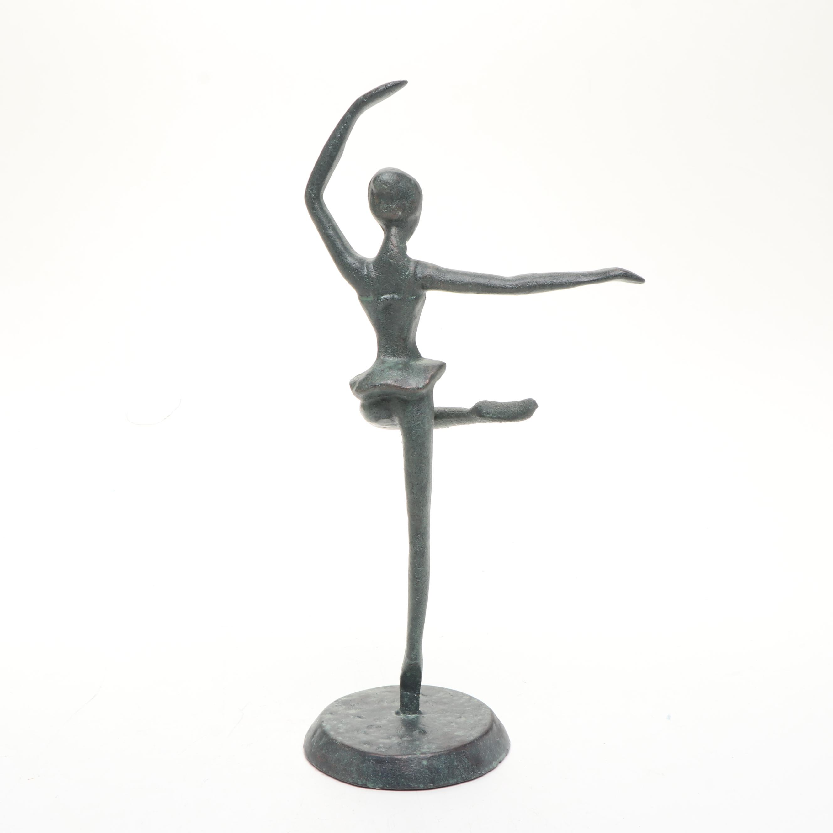 Brutalist Style Cast Metal Dancing Ballerinas on Stands