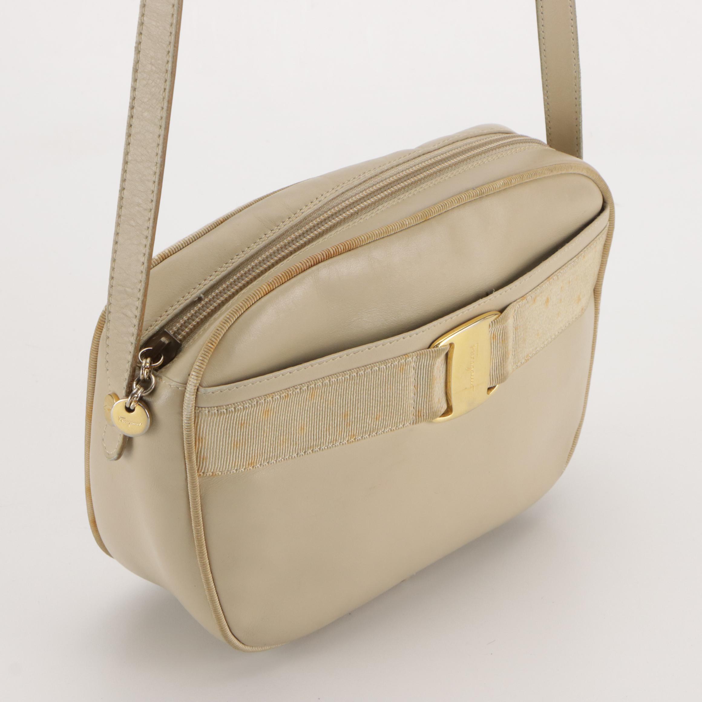 Salvatore Ferragamo Vara Bow Camera Crossbody Bag in Neutral Leather