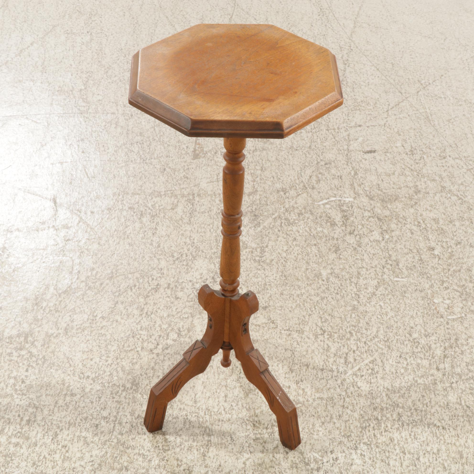 Victorian Walnut Plant Stand, Early 20th Century
