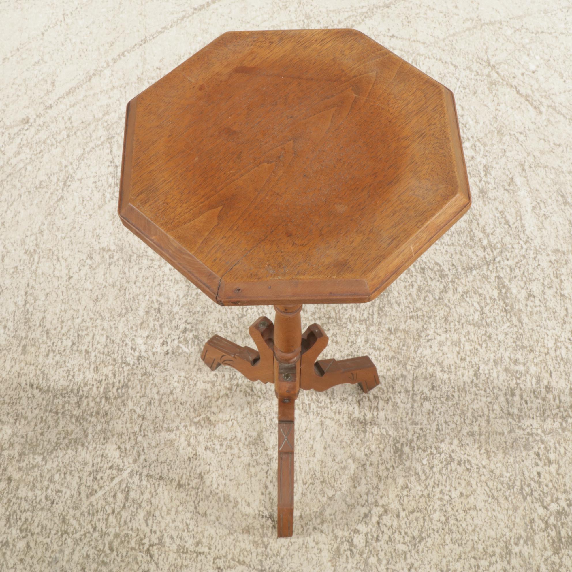 Victorian Walnut Plant Stand, Early 20th Century