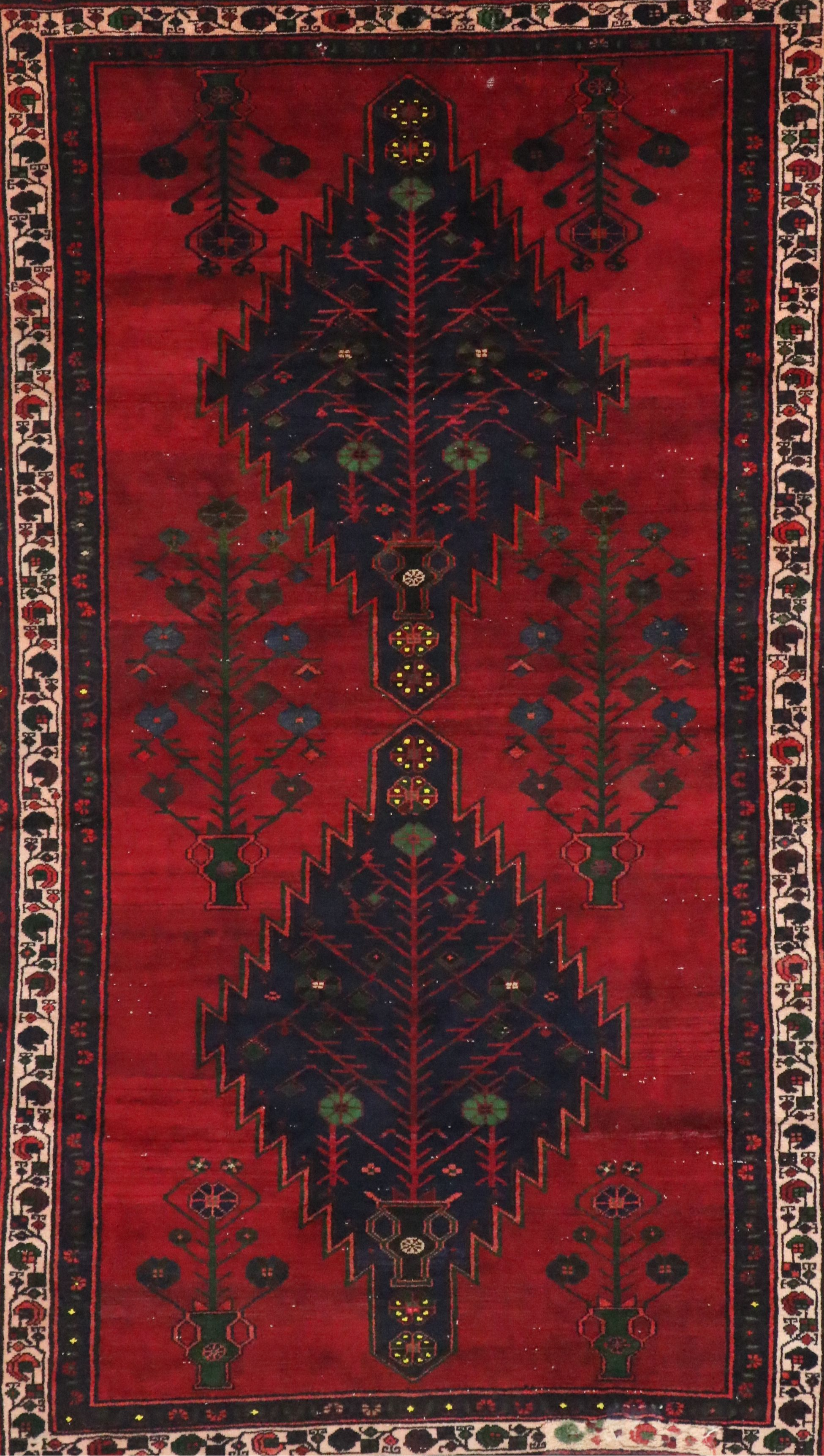 5'2 x 8'7 Hand-Knotted Persian Hamadan Area Rug