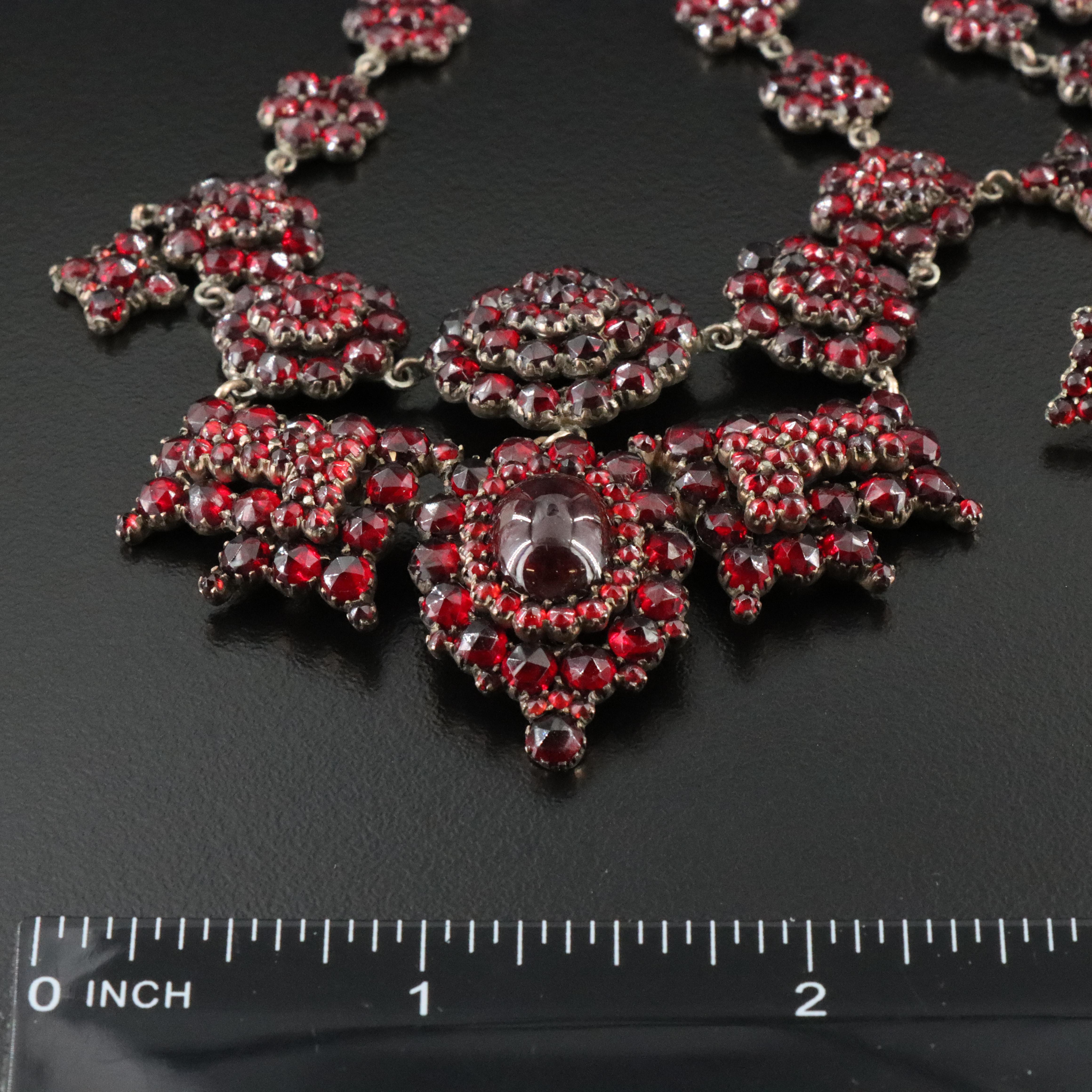 Antique Garnet Necklace and Earrings Set