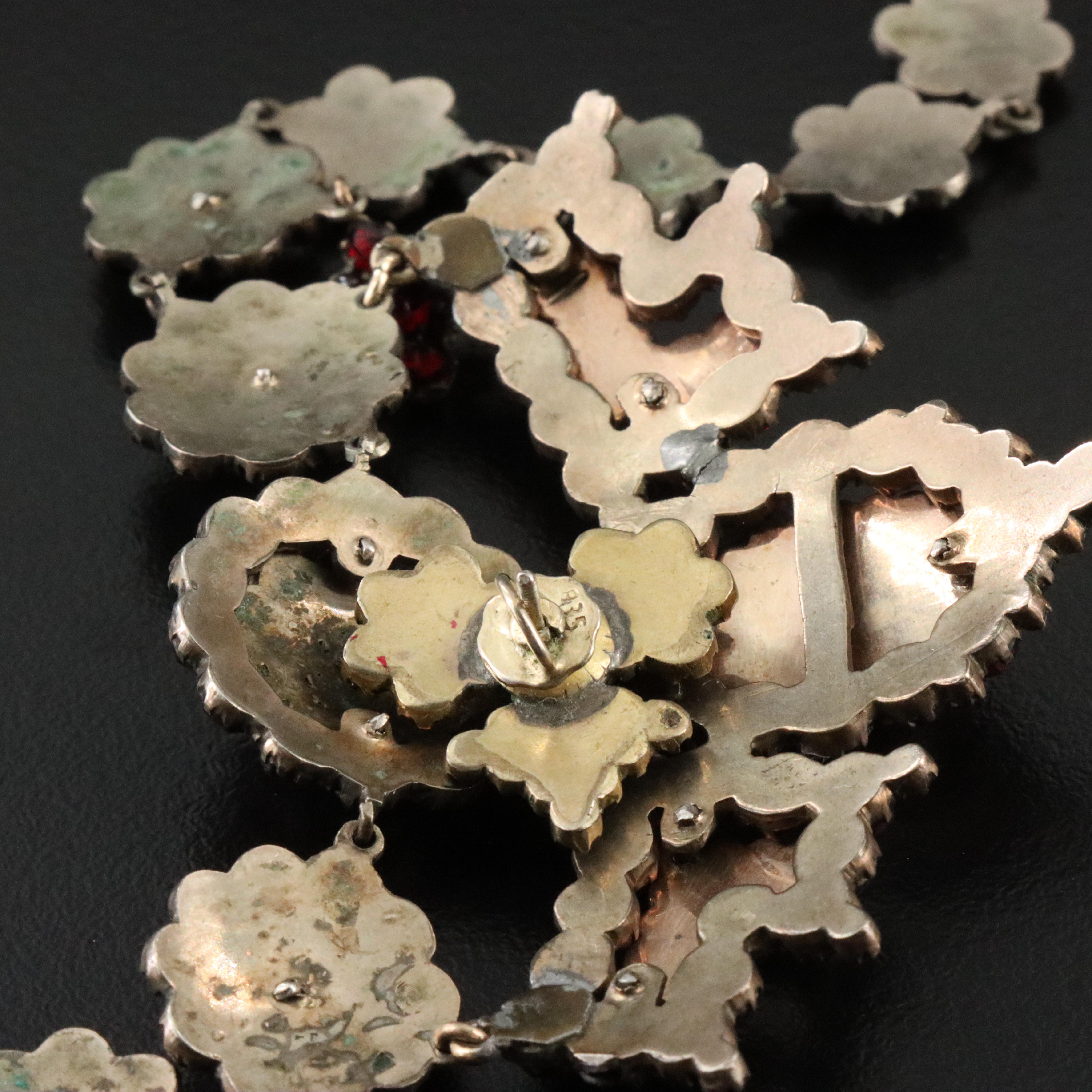 Antique Garnet Necklace and Earrings Set