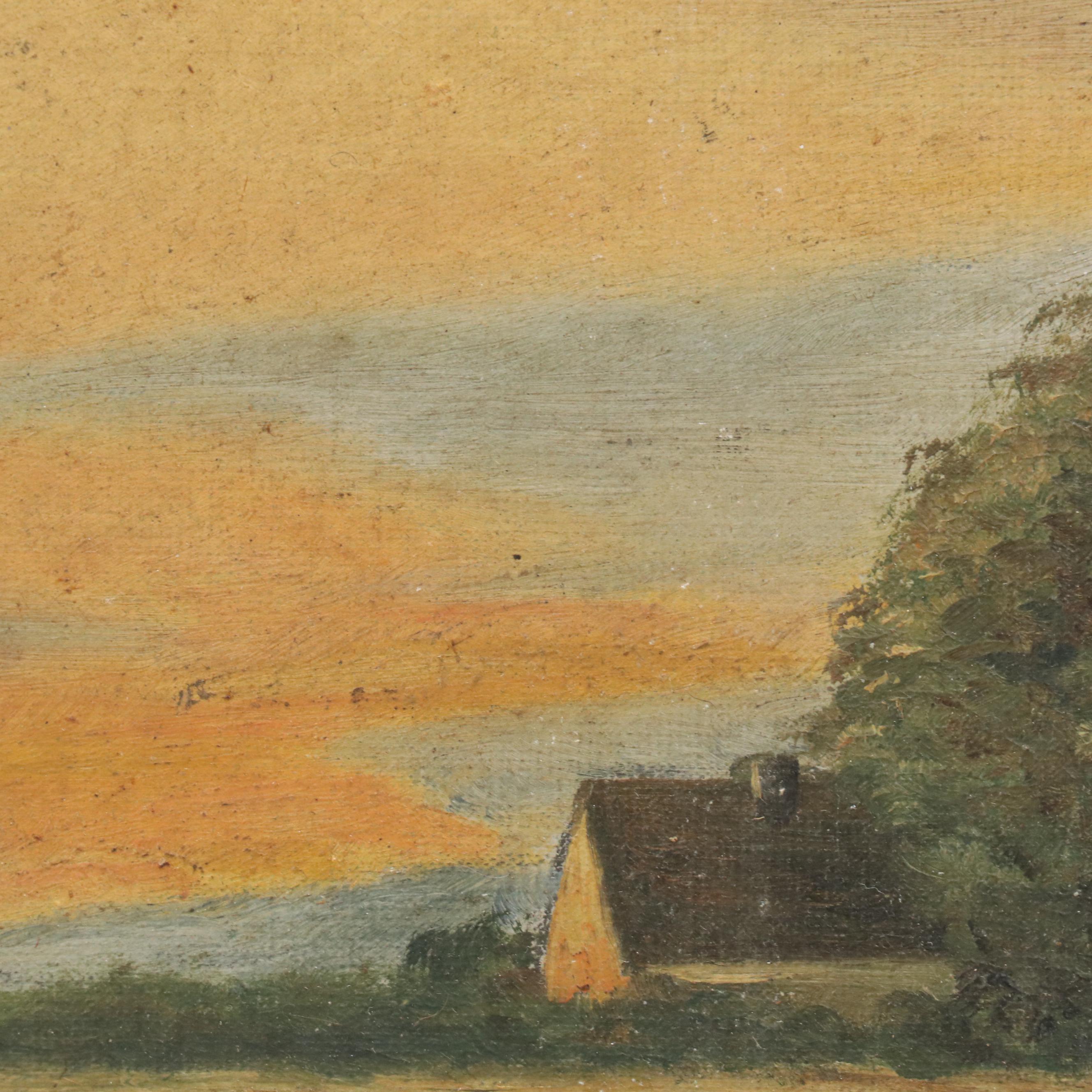 American School Pastoral Landscape Oil Painting, 1915