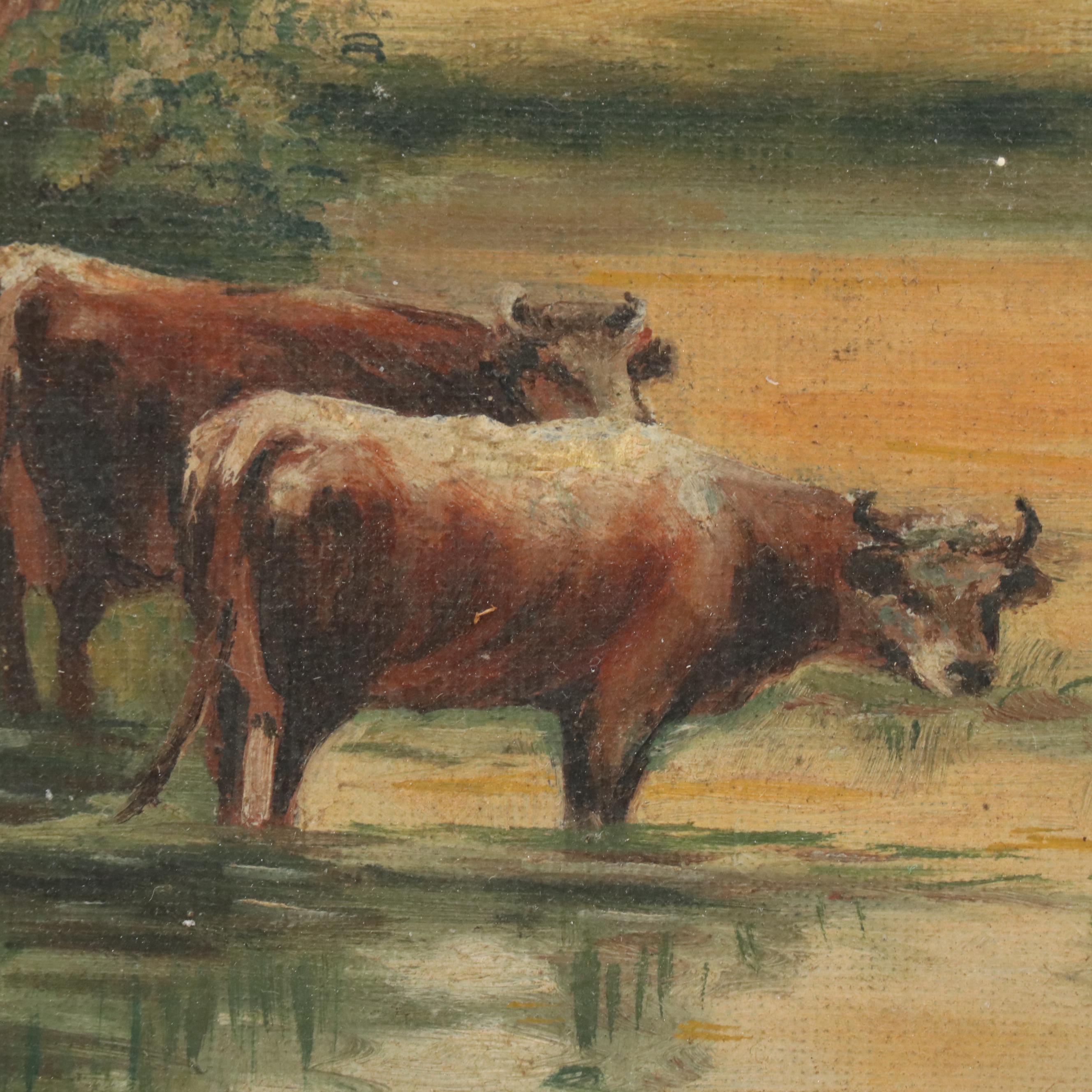 American School Pastoral Landscape Oil Painting, 1915