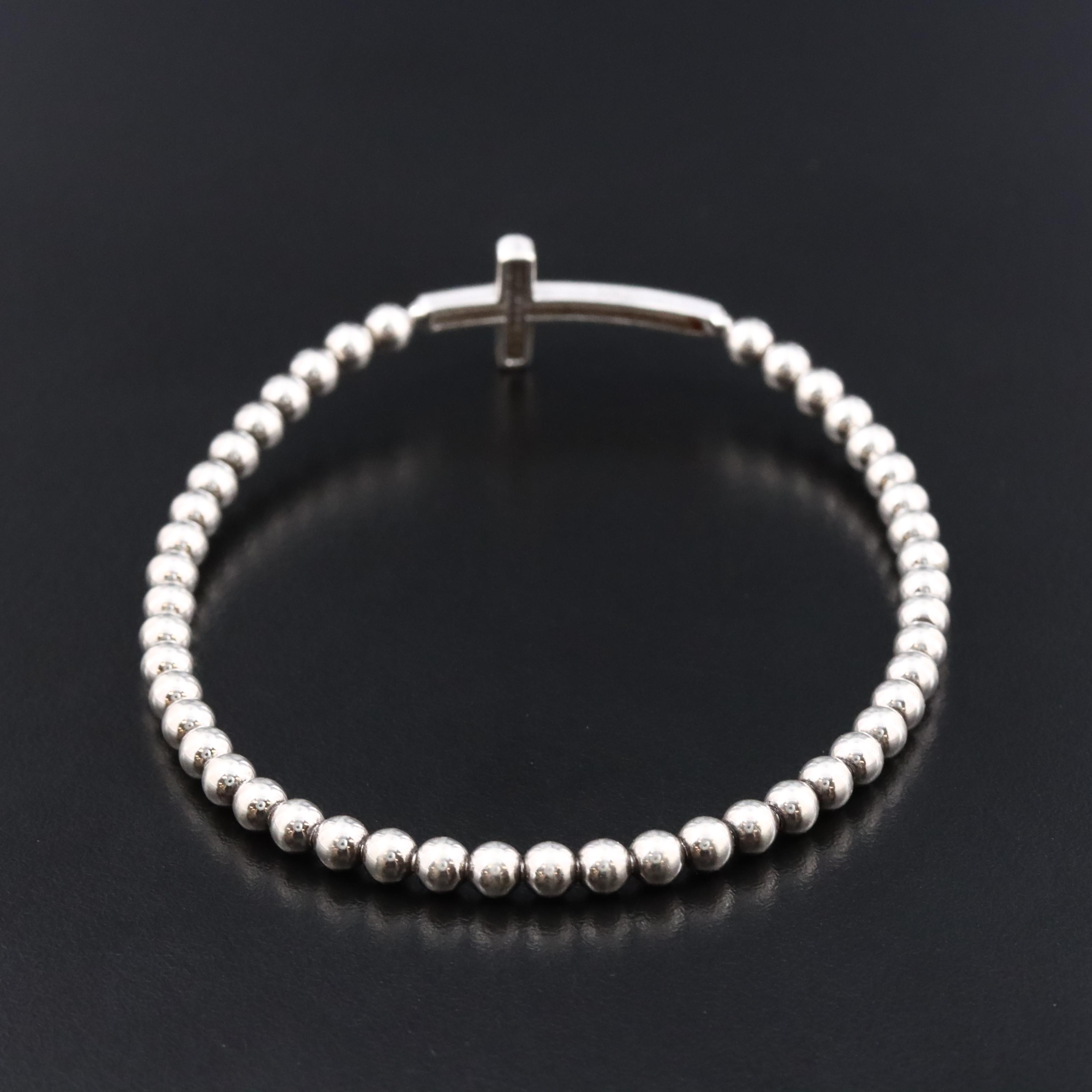 Sterling Diamond Cross Bracelet