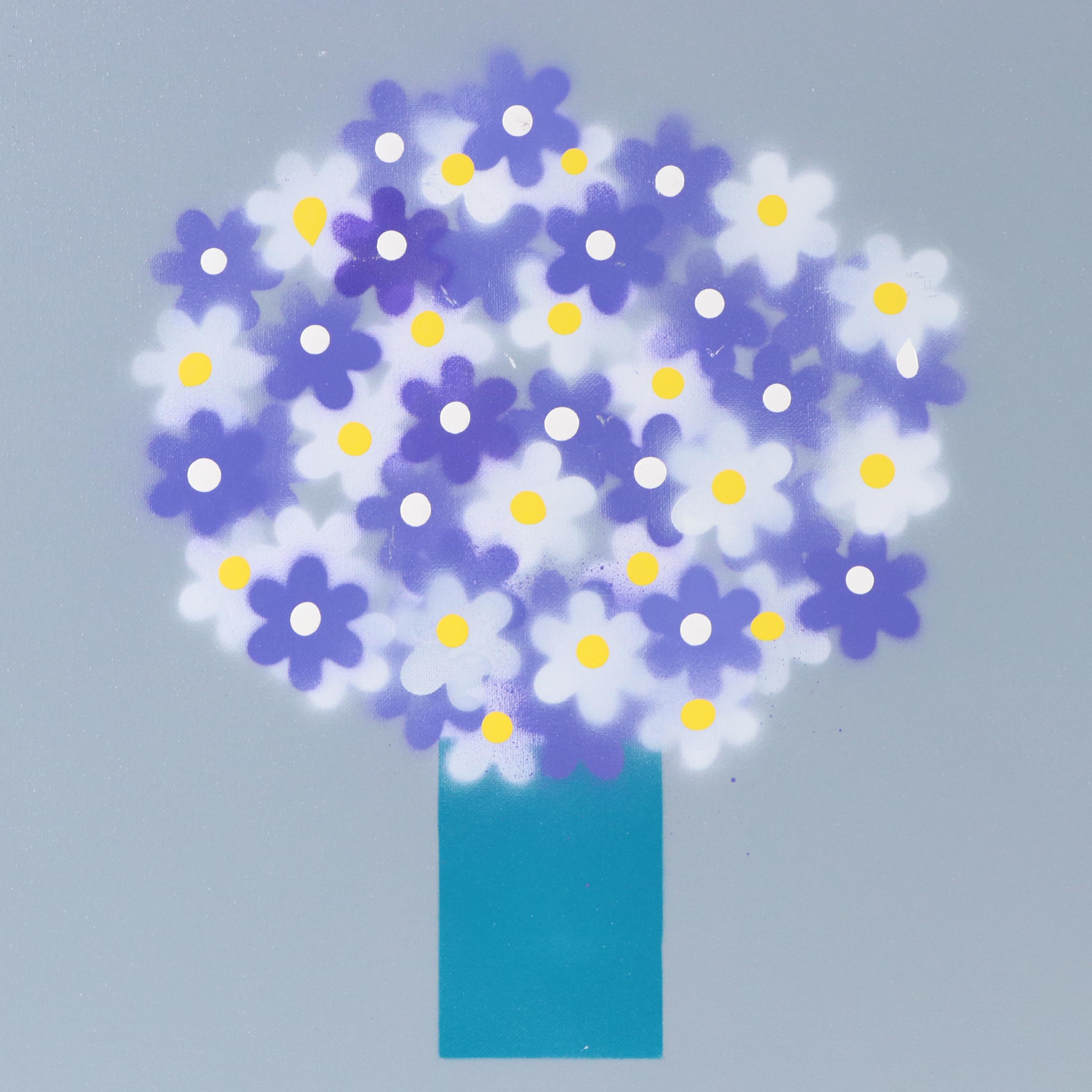 Jason Michael Durham Stylized Floral Still Life Mixed Media Painting "Bouquet"