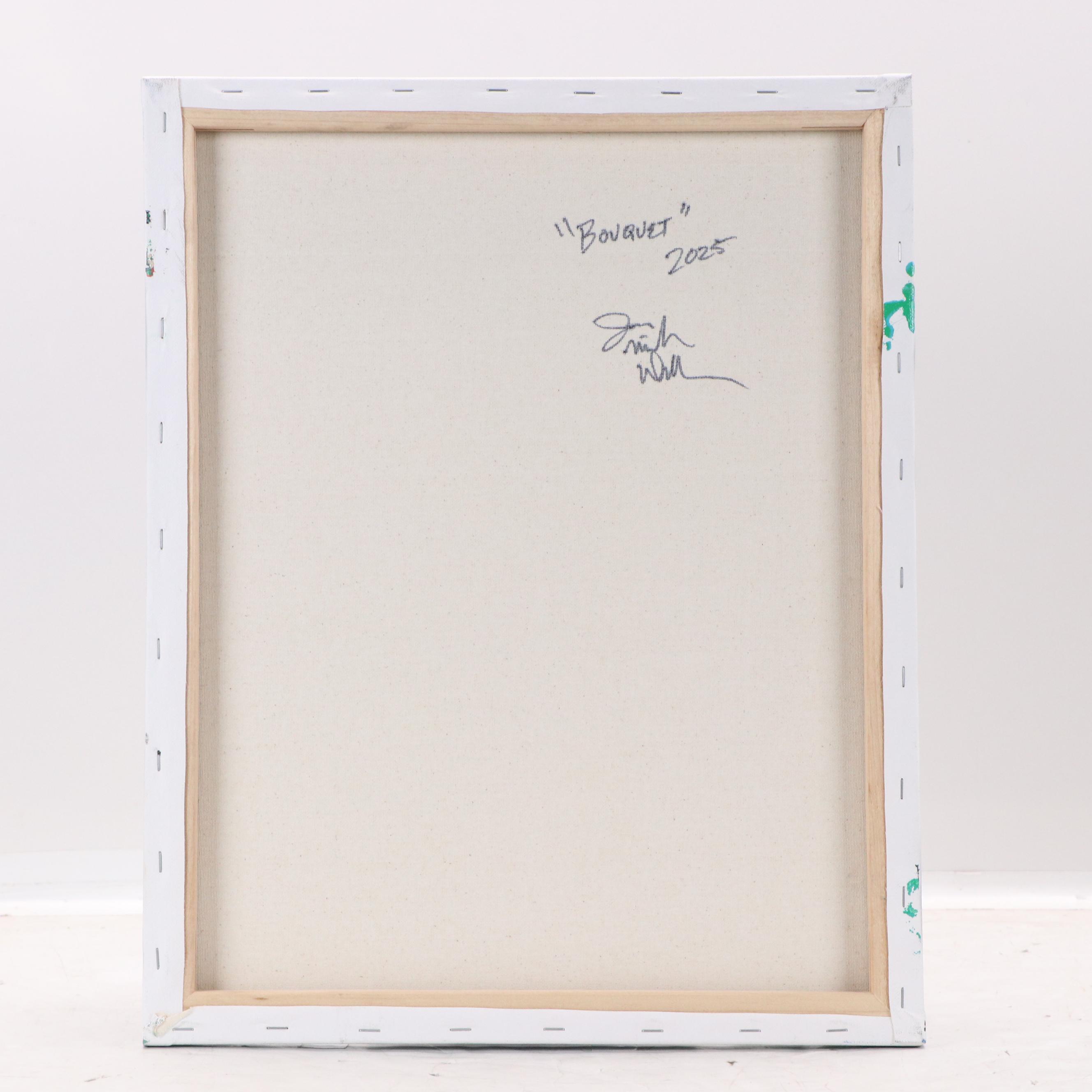 Jason Michael Durham Stylized Floral Still Life Mixed Media Painting "Bouquet"