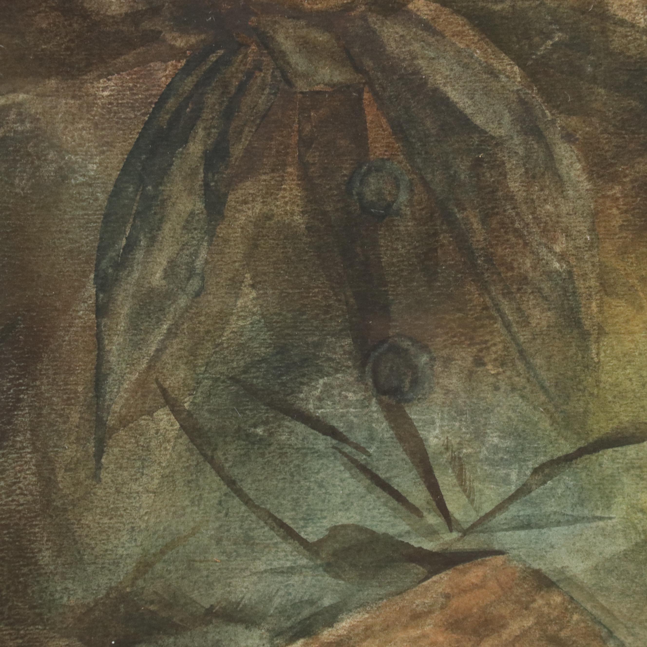 Joan Ashley Rothermel Watercolor Portrait Painting of Elderly Woman, Circa 1970