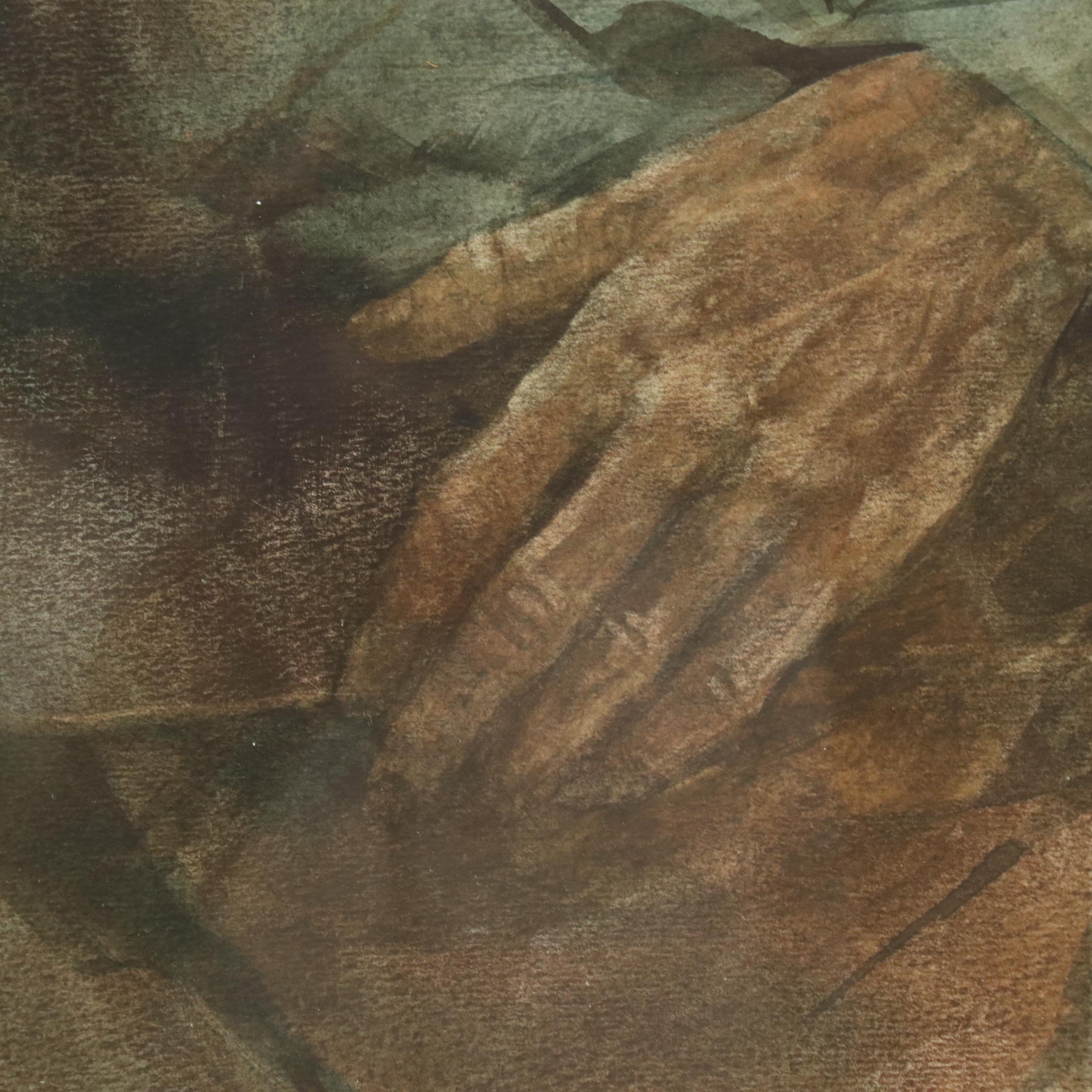 Joan Ashley Rothermel Watercolor Portrait Painting of Elderly Woman, Circa 1970