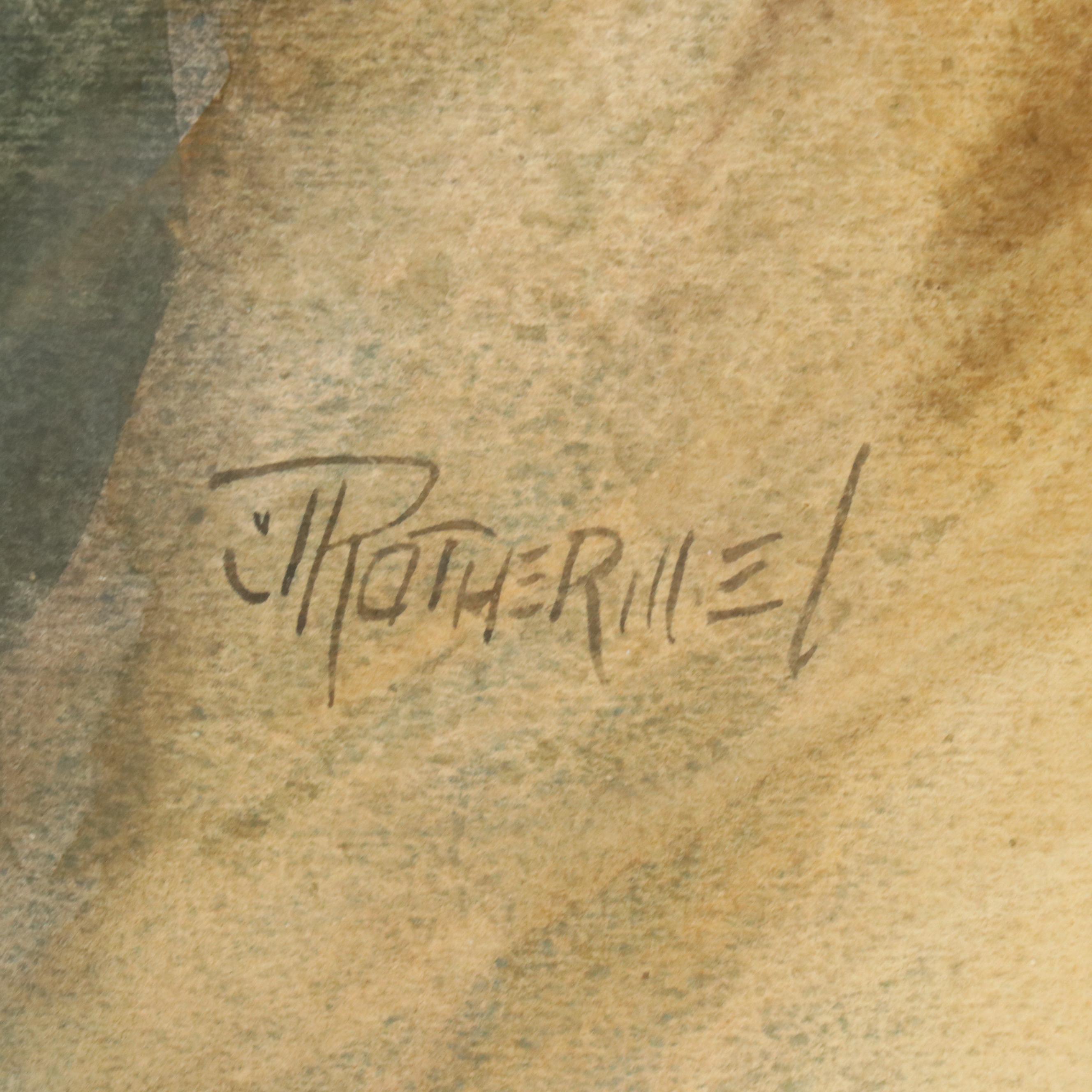 Joan Ashley Rothermel Watercolor Portrait Painting of Elderly Woman, Circa 1970