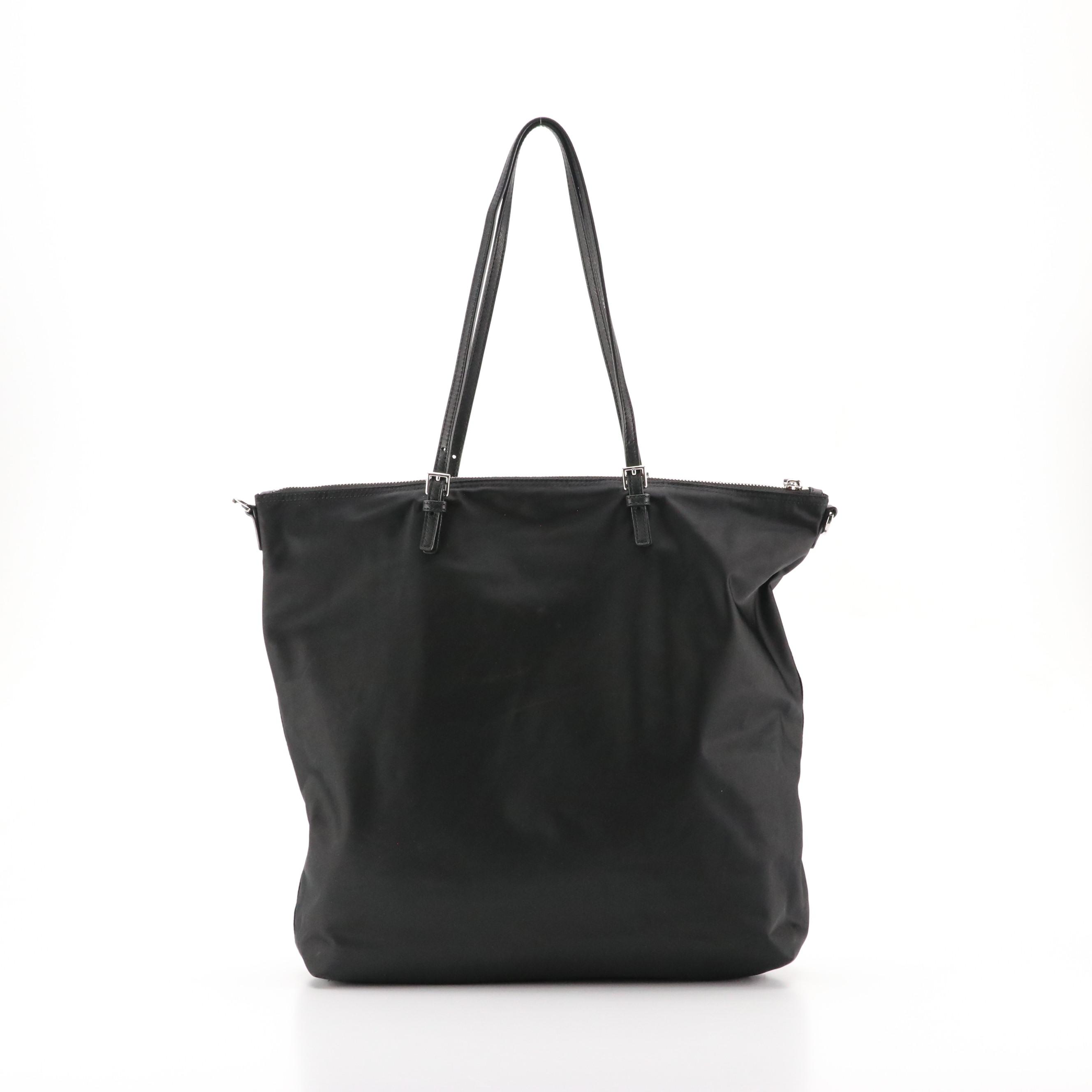 Tory Burch Virginia Zip Tote in Black Nylon and Leather Straps
