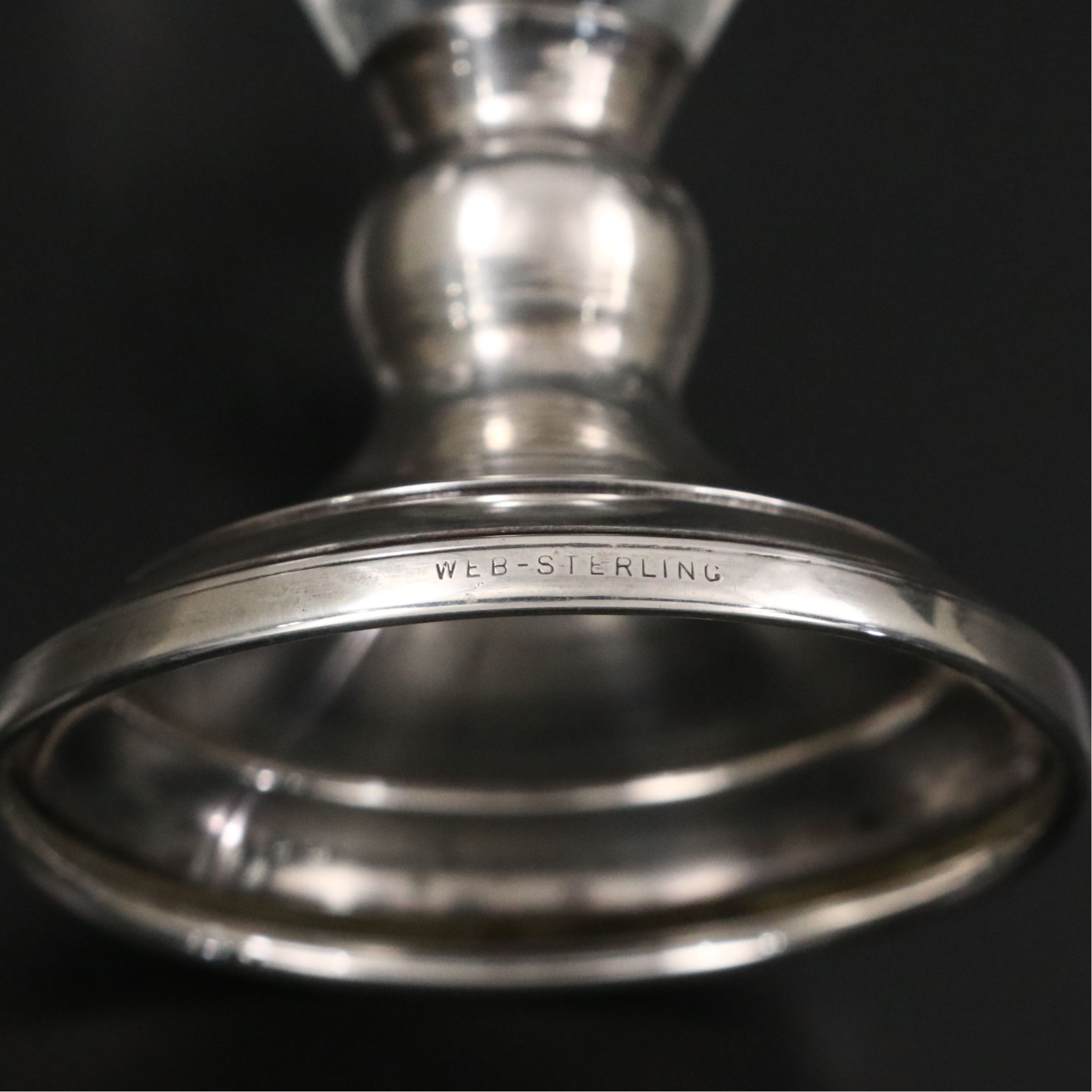 Whiting Cobalt Glass Sterling Salt Cellar with Vase and Other Table Accessories