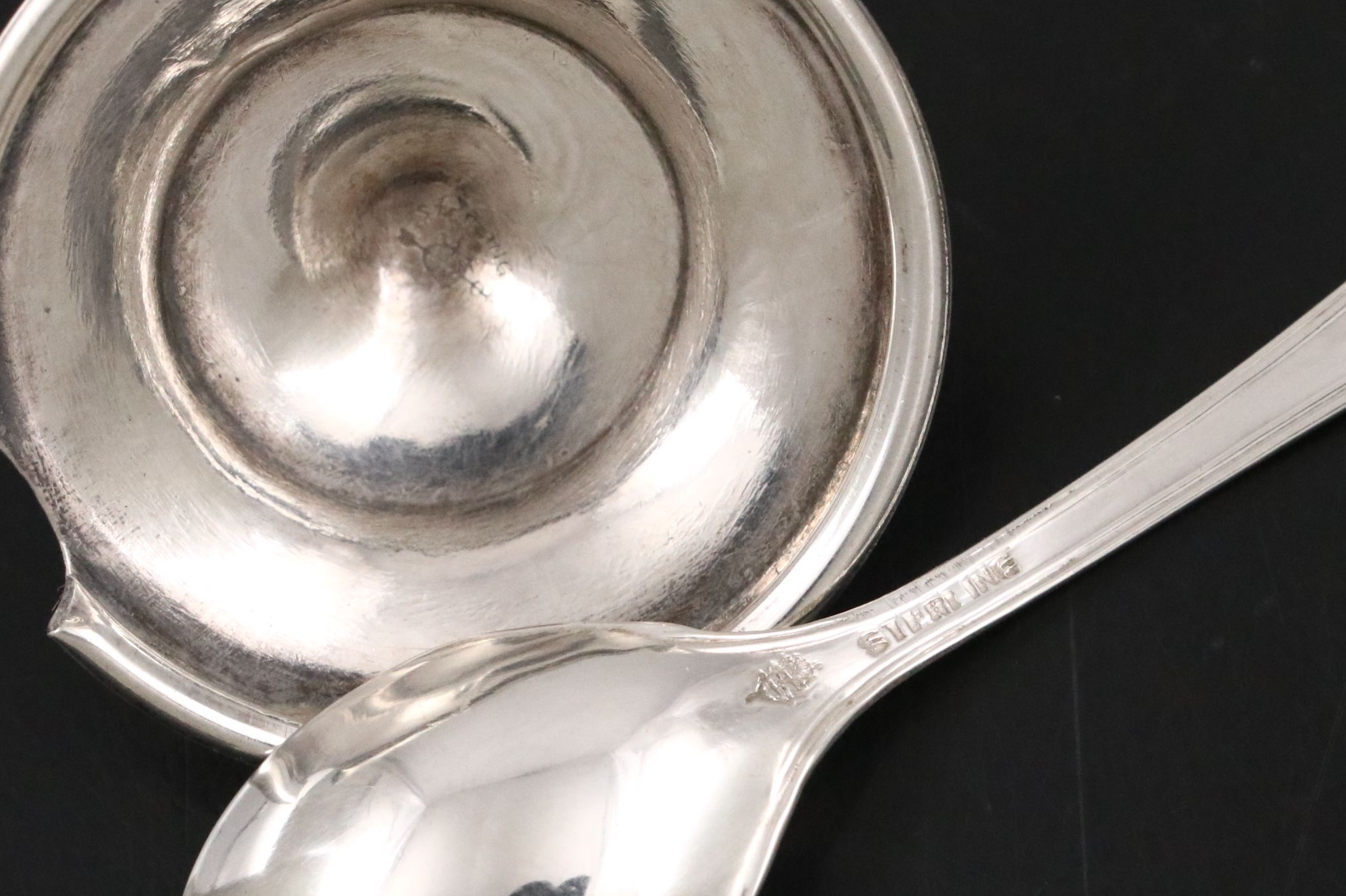 Whiting Cobalt Glass Sterling Salt Cellar with Vase and Other Table Accessories