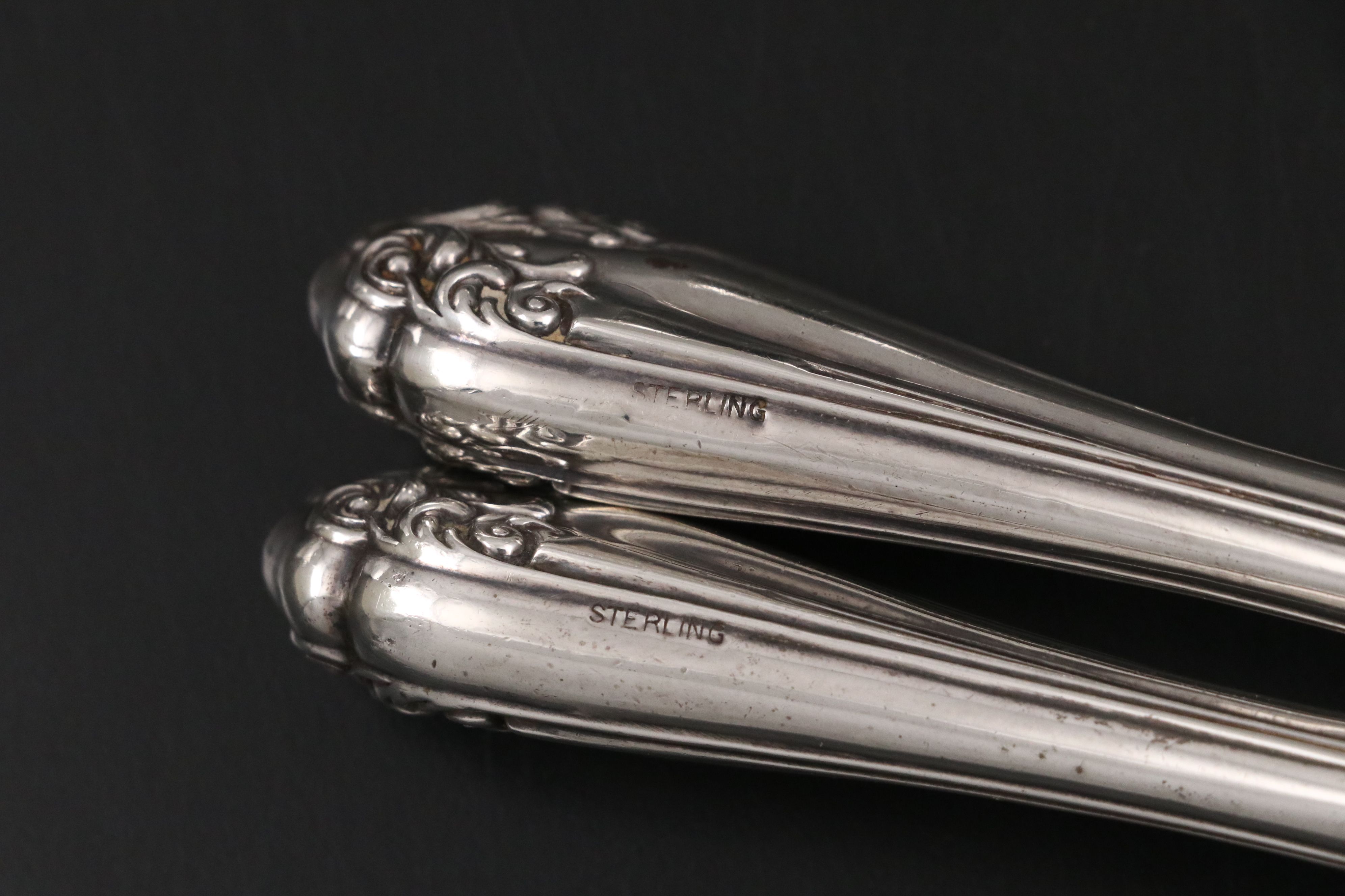 Whiting Cobalt Glass Sterling Salt Cellar with Vase and Other Table Accessories