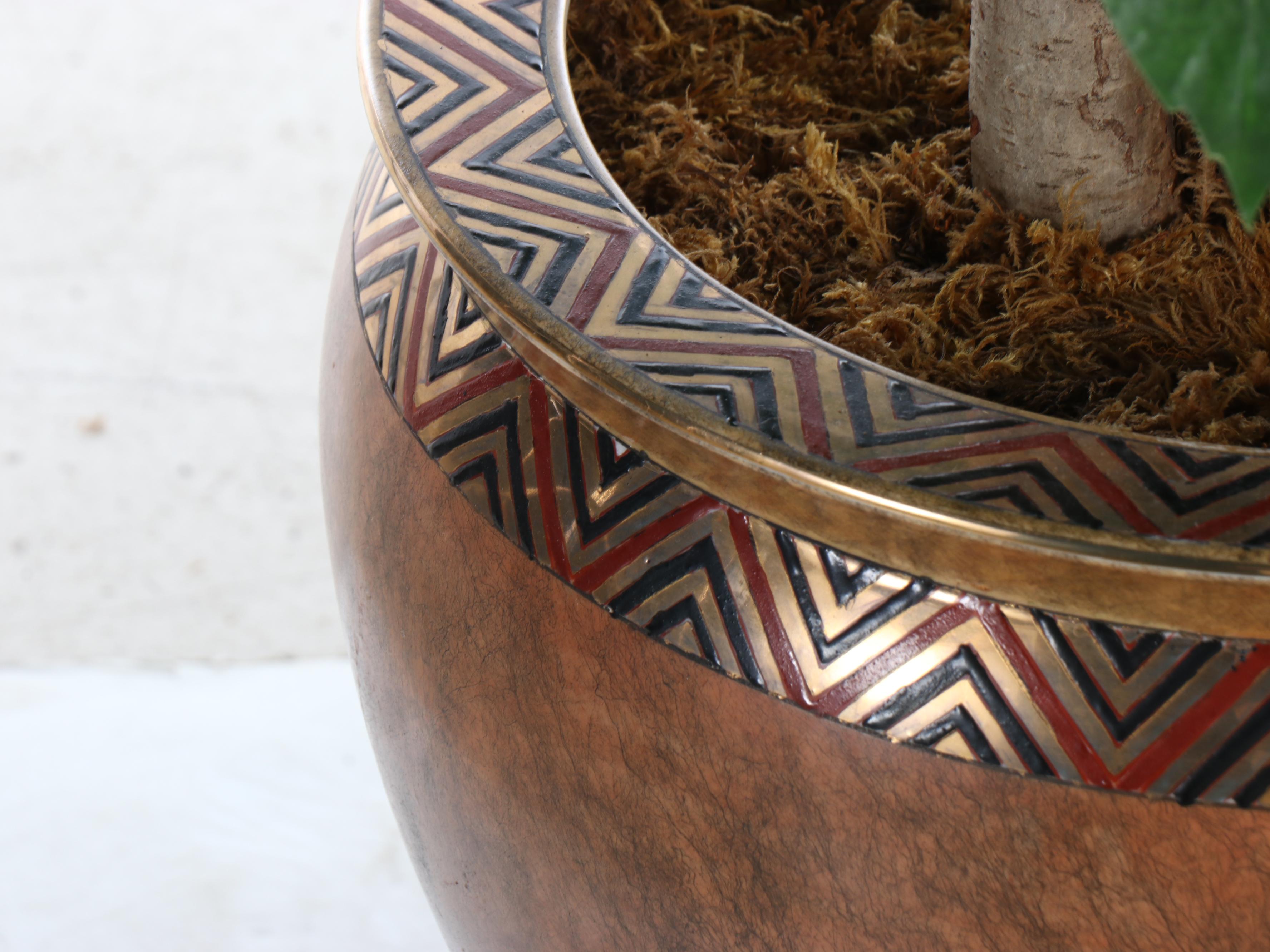 Artificial Umbrella Tree With Bird Nest in Ceramic Fishbowl Planter, Stand