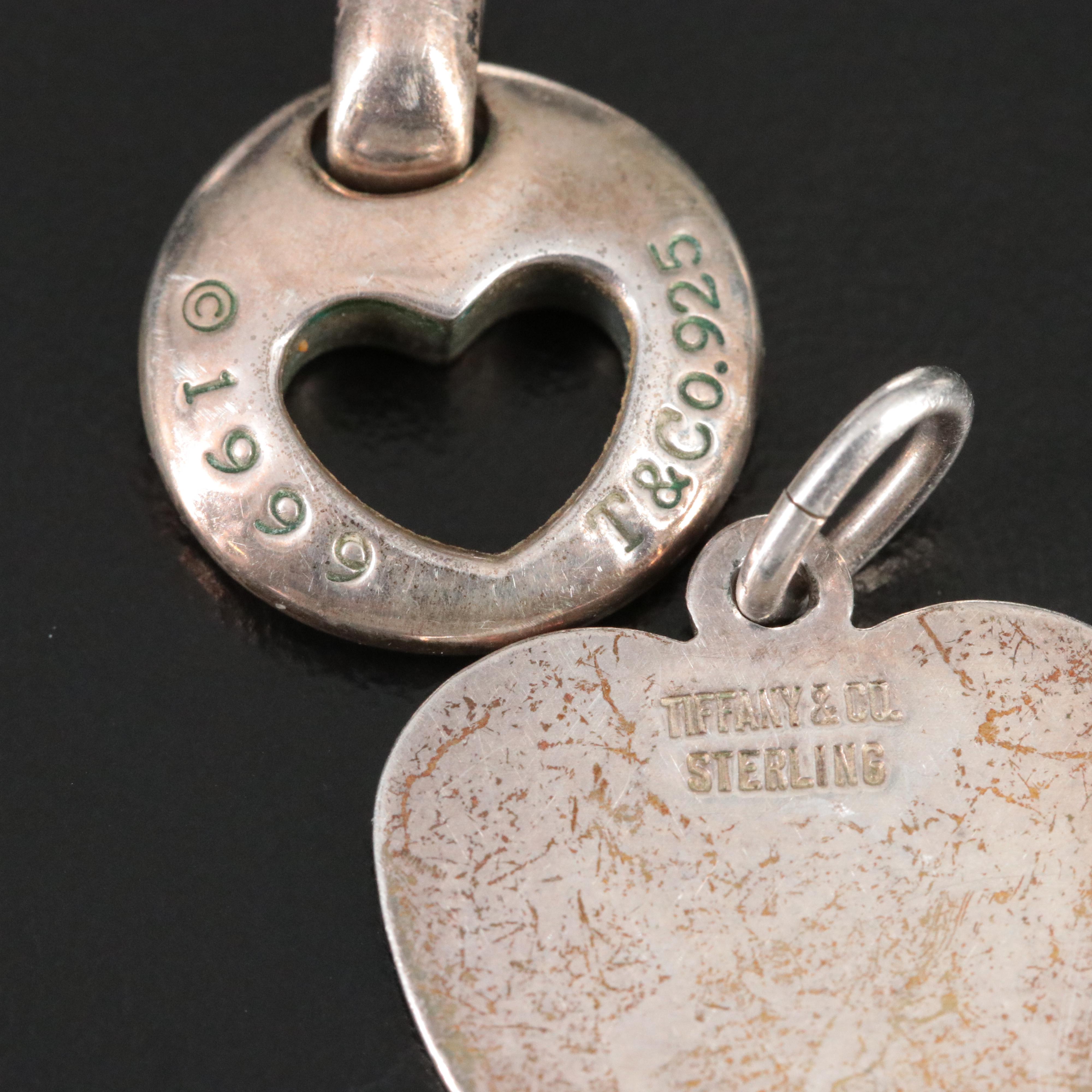 Tiffany & Co. Sterling Heart Pendants and God Loves You Pin