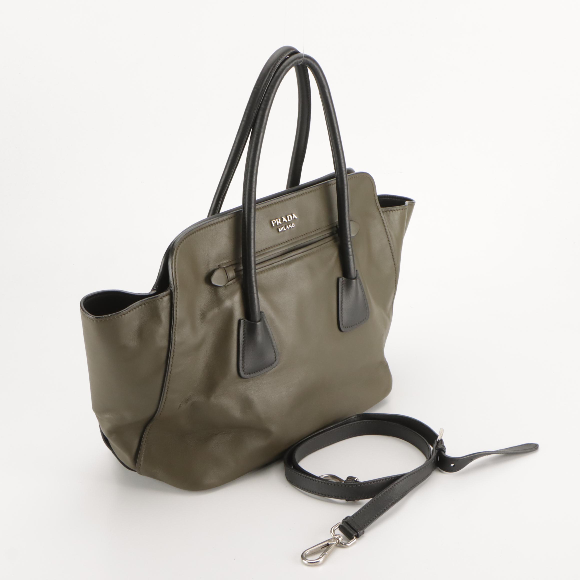 Prada Bicolor Leather Two-Way Tote