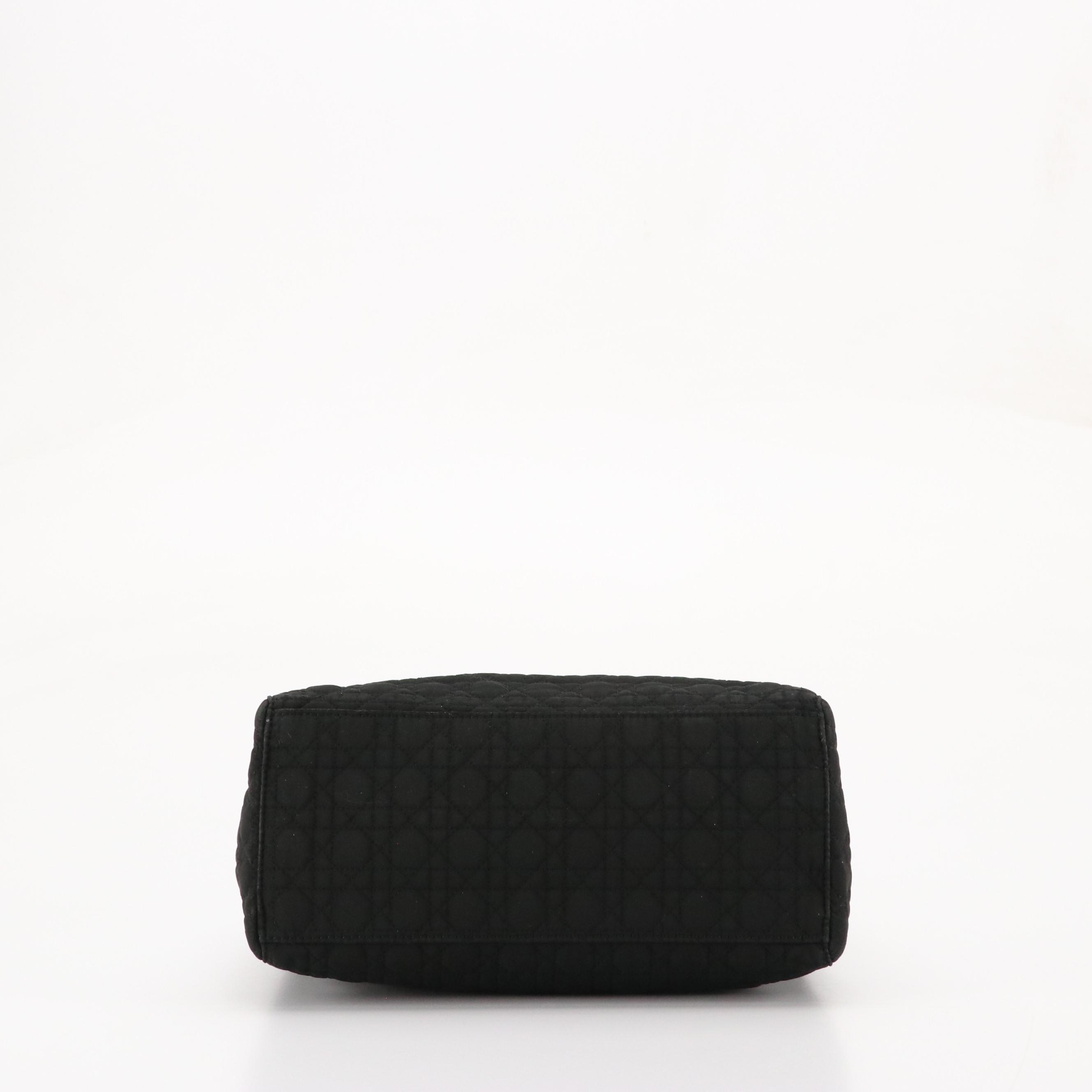 Christian Dior Medium Lady Dior Handbag in Black Cannage Quilted Nylon