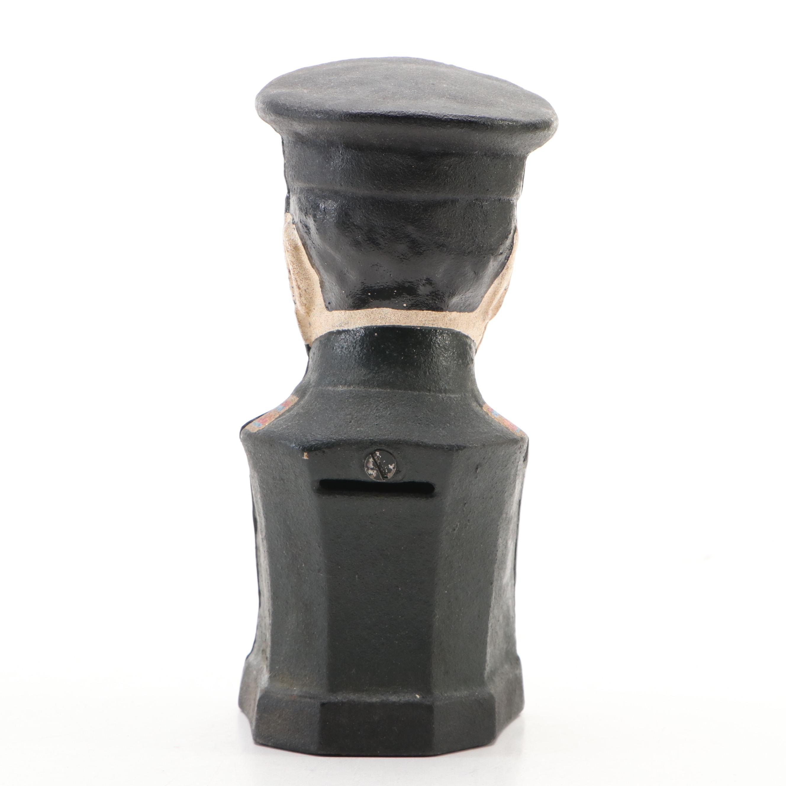 Painted Cast Iron General Pershing Bank, Early to Mid-20th Century