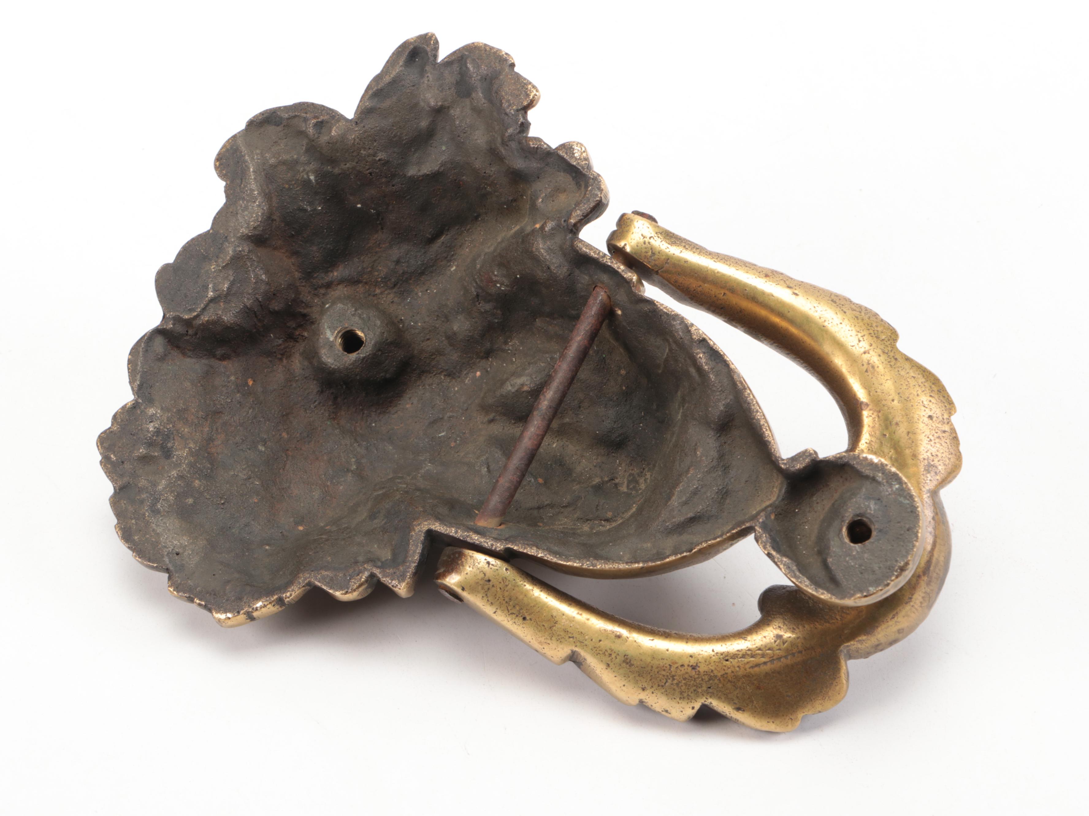 Art Nouveau Style Gilt Metal Athena's Face Door Knocker, 20th Century