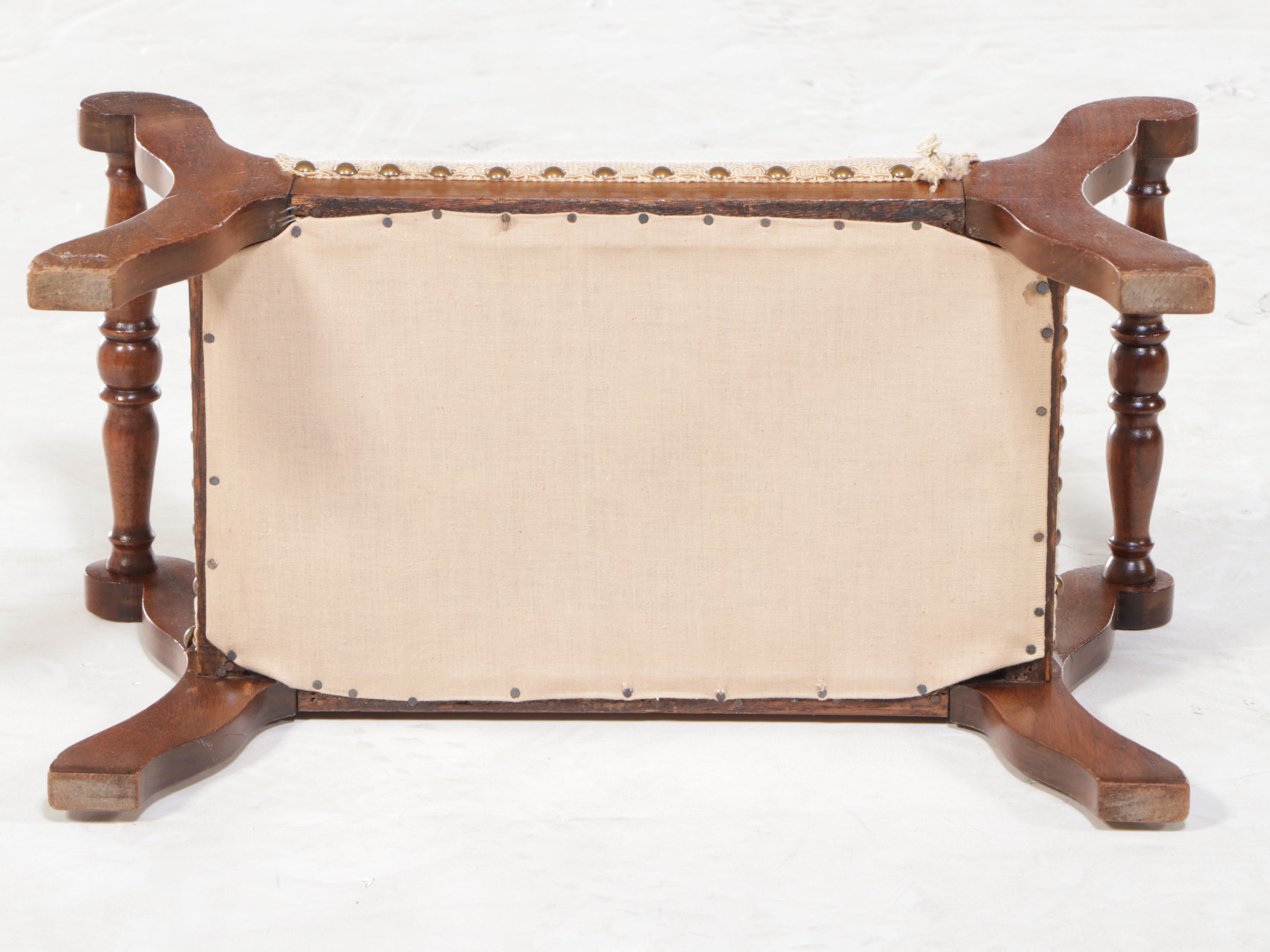 Victorian Style Wooden Framed Needlepoint Footstool