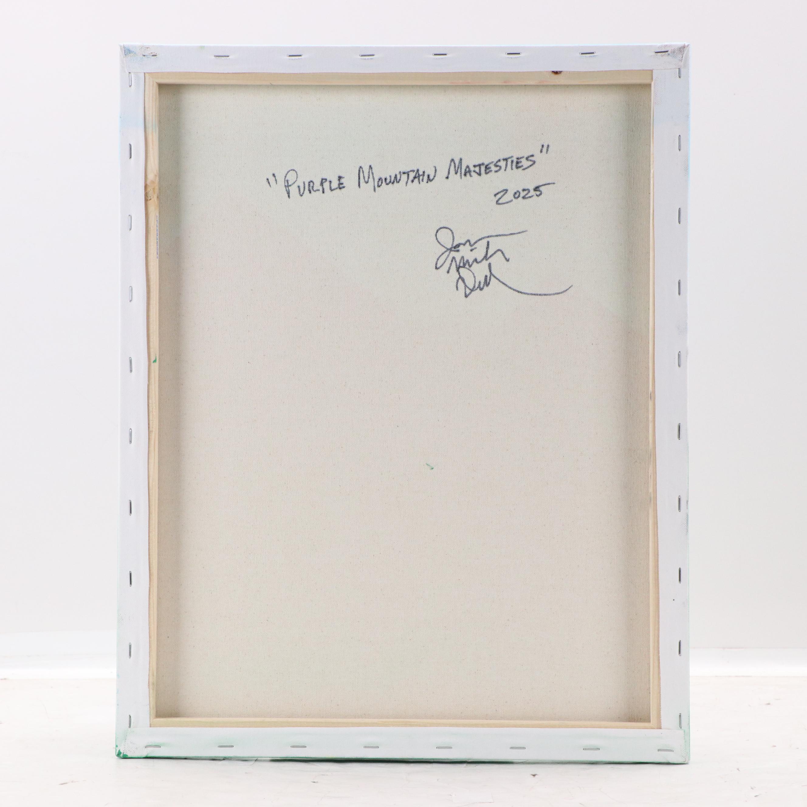 Jason Michael Durham Stylized Landscape Mixed Media Painting "Purple...," 2025