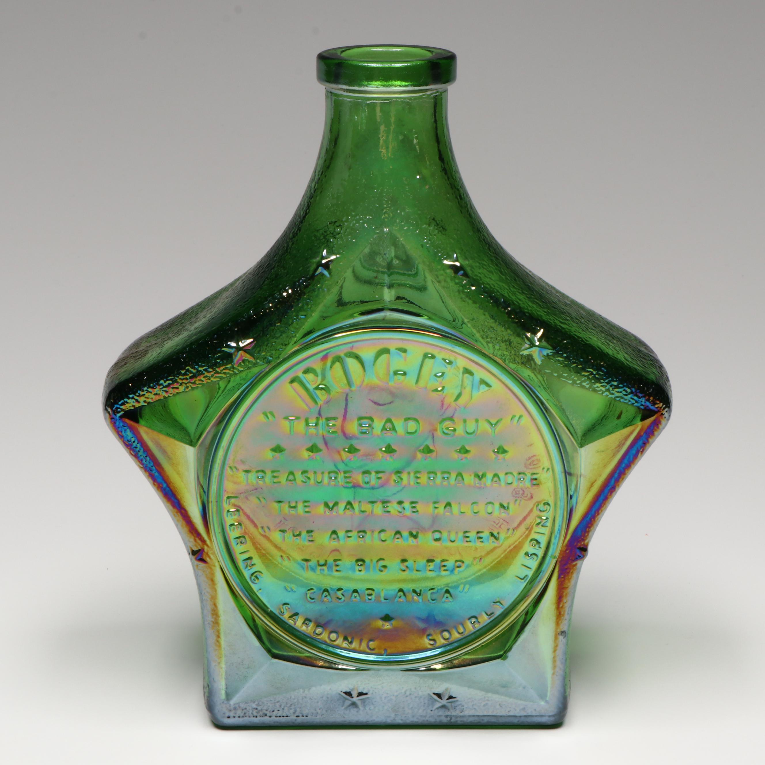 Wheaton Iridescent Glass Humphrey Bogart and Eisenhower Commemorative Bottles