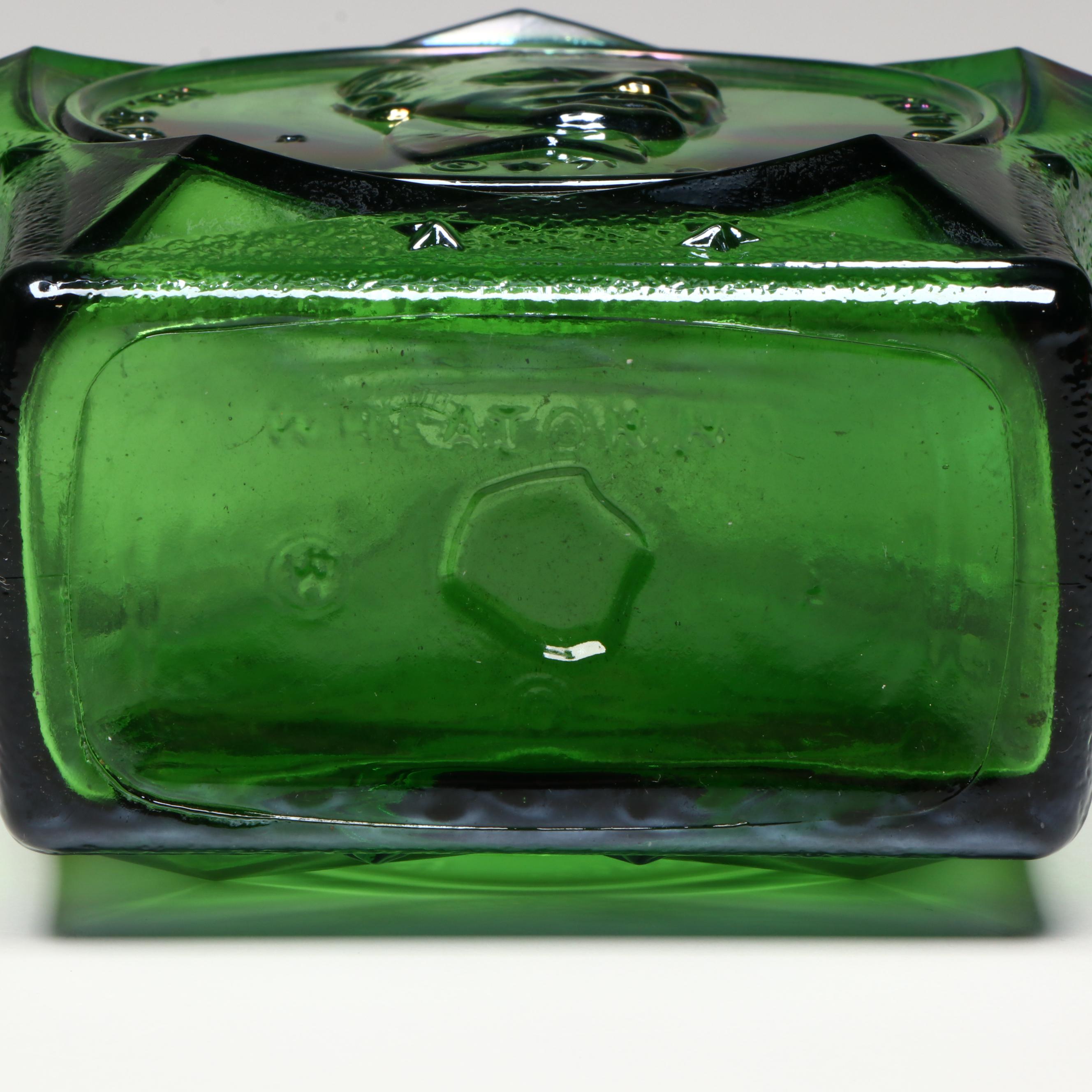 Wheaton Iridescent Glass Humphrey Bogart and Eisenhower Commemorative Bottles