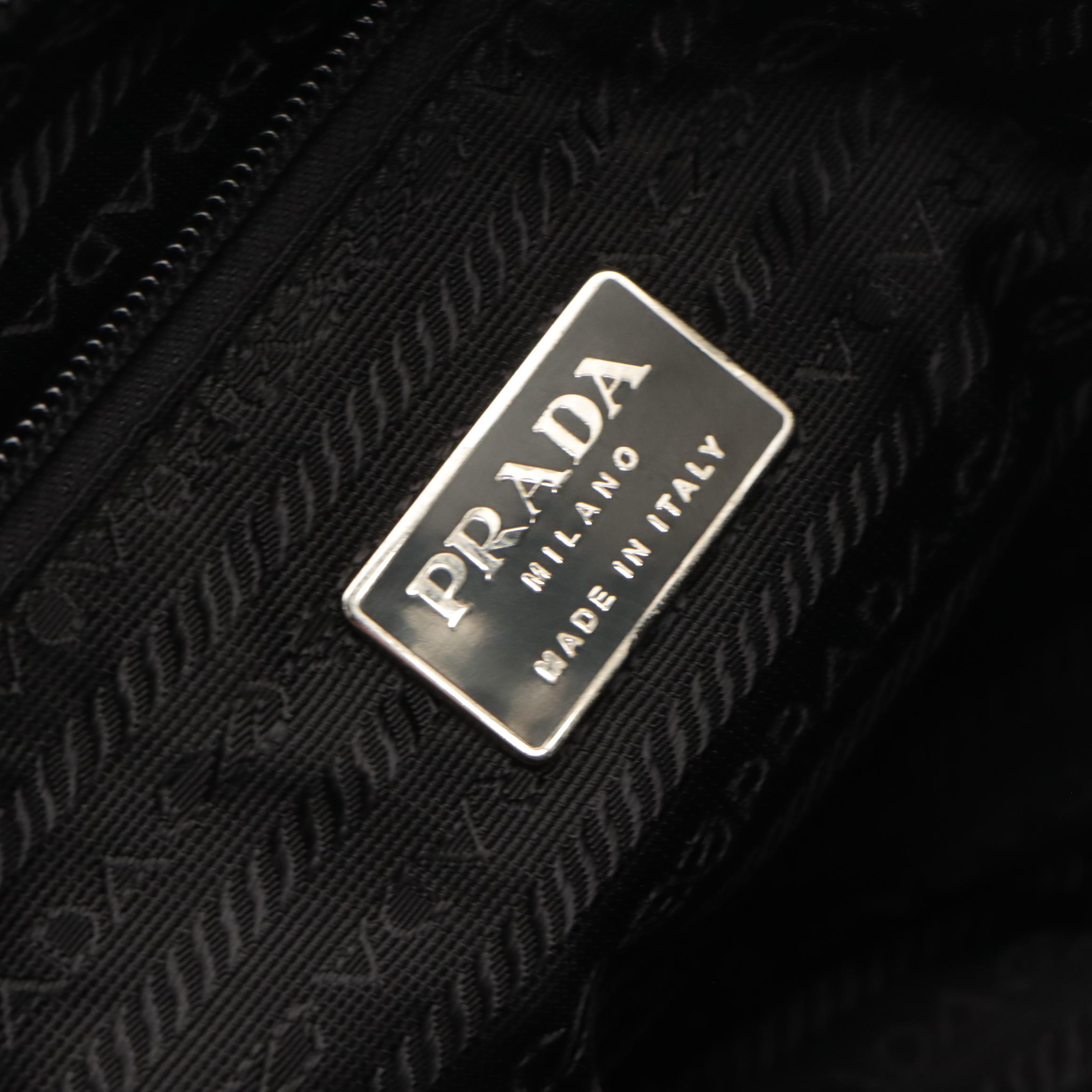 Prada Black Nappa Leather/Bachelite Shoulder Tote with Interwoven Chain Strap