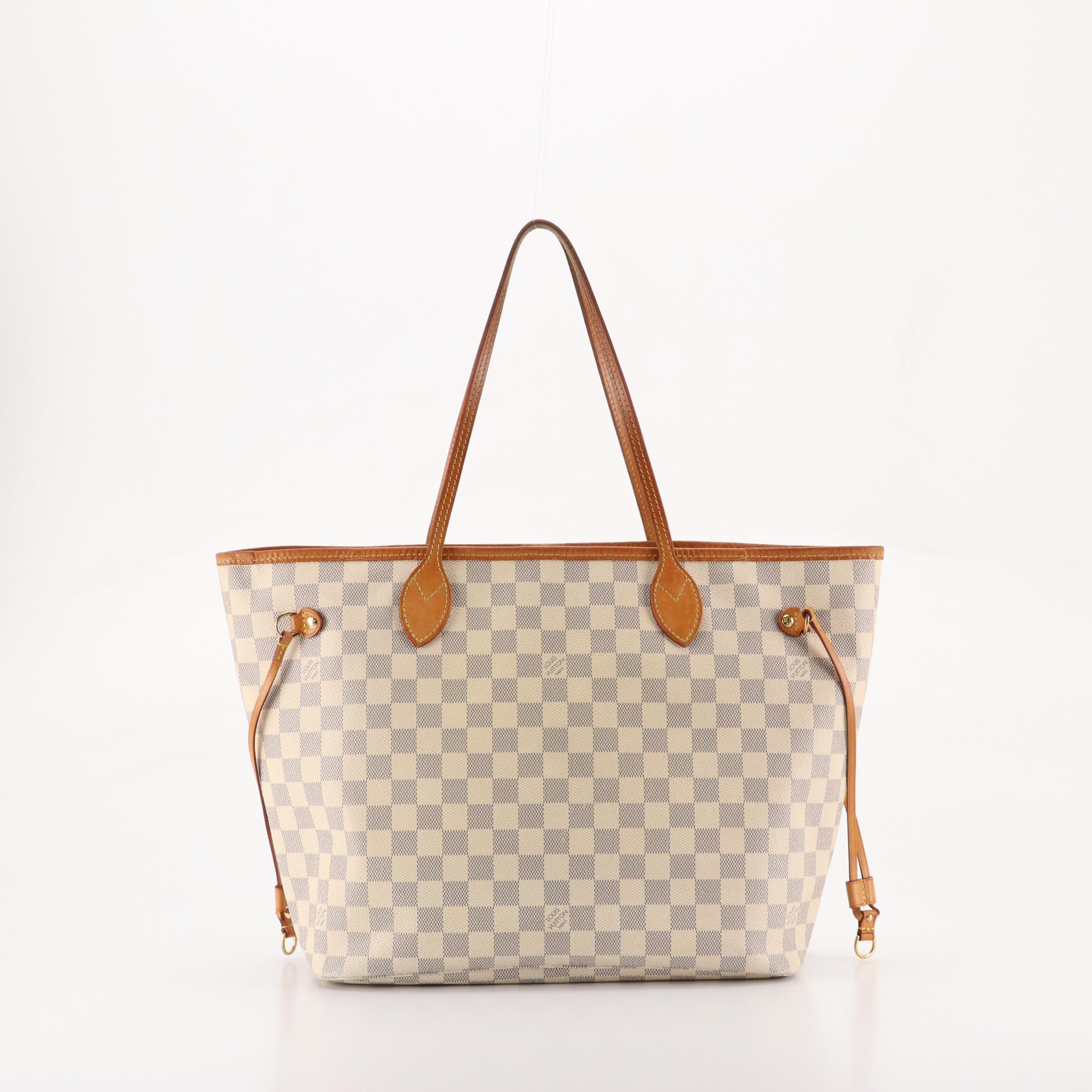 Louis Vuitton Neverfull MM Tote in Damier Azur Coated Canvas and Leather