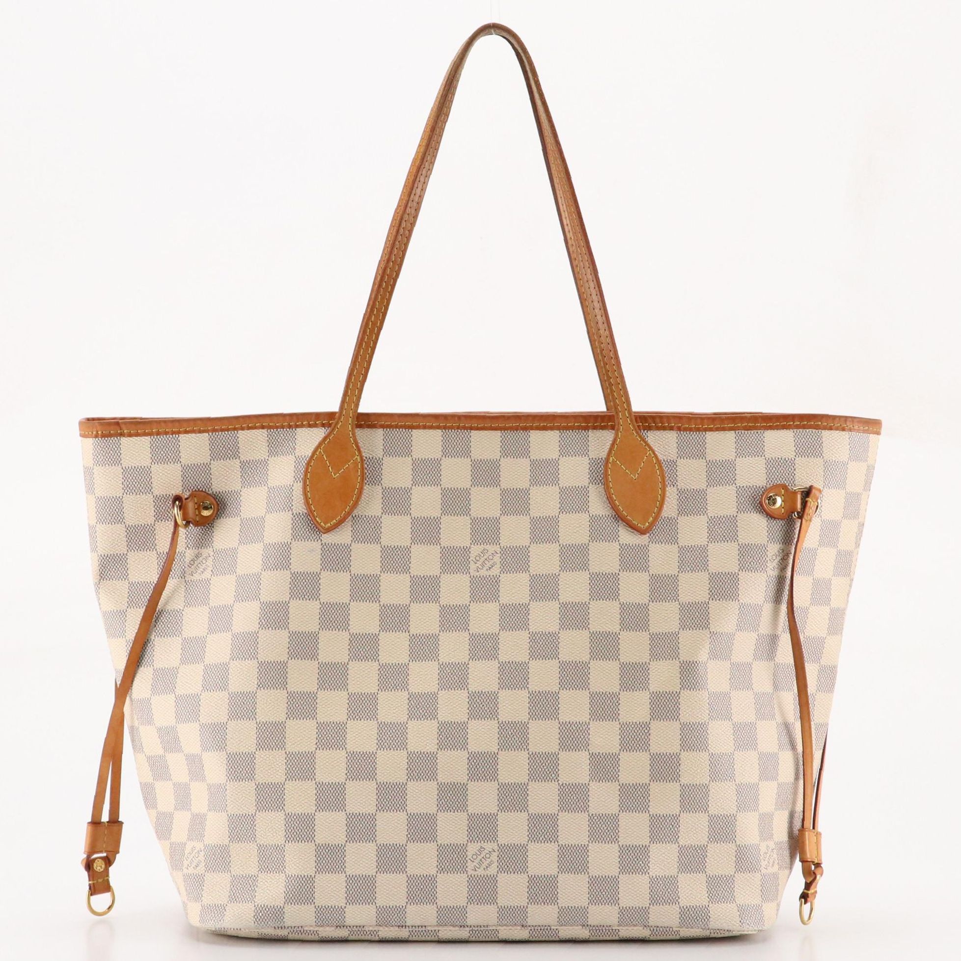 Louis Vuitton Neverfull MM Tote in Damier Azur Coated Canvas and Leather