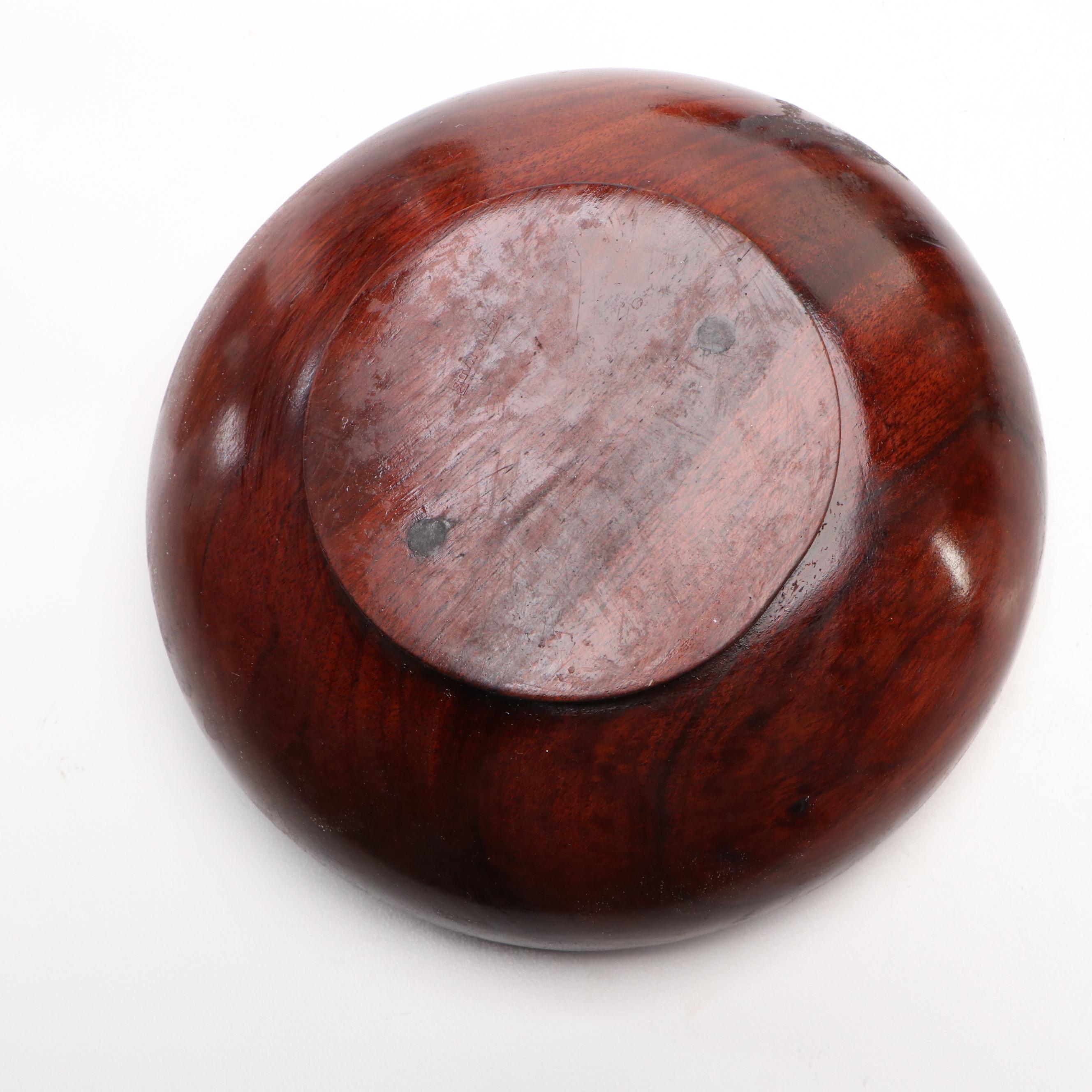 Danish Mid Century Modern Teak Candlesticks with Wooden Bowls, Vintage