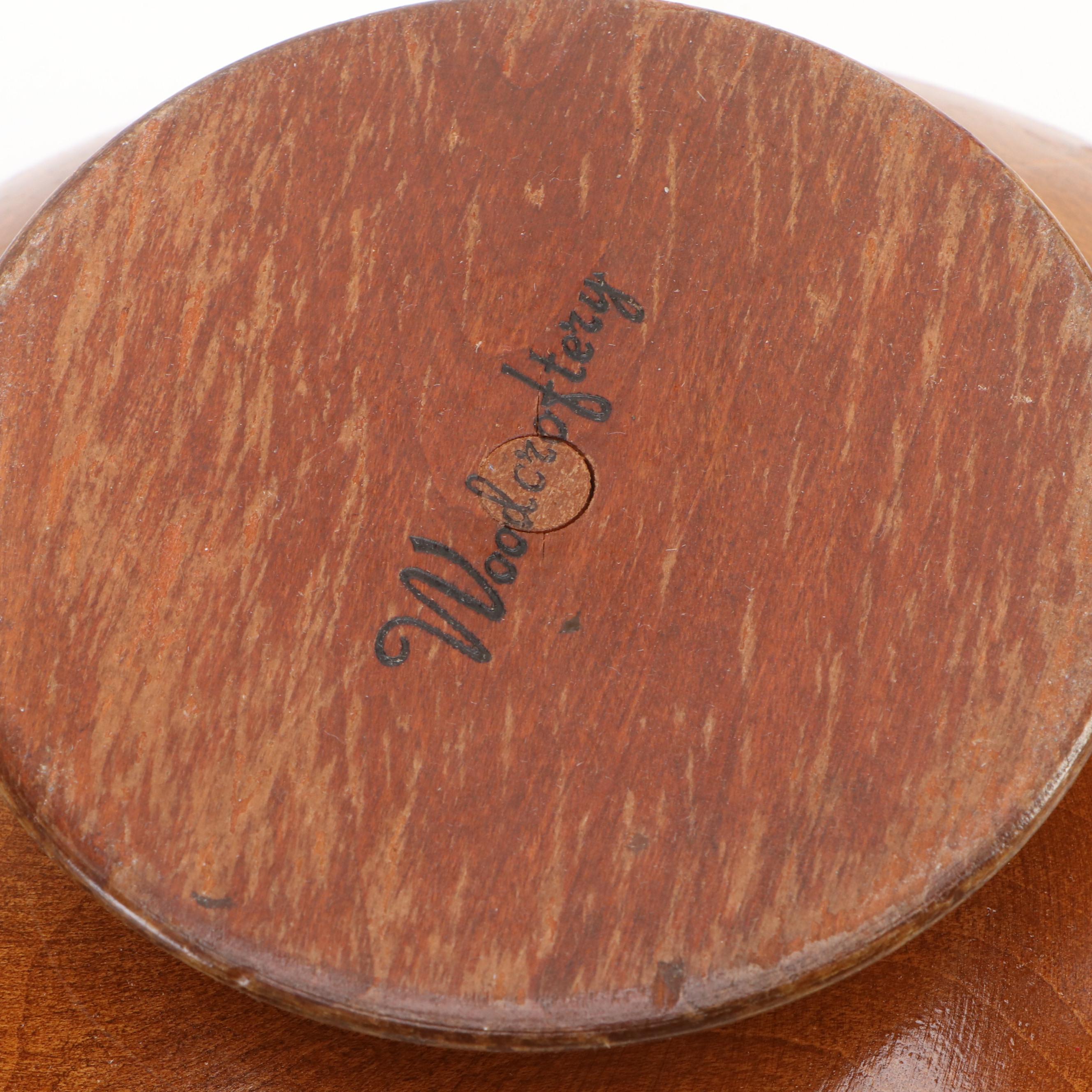 Danish Mid Century Modern Teak Candlesticks with Wooden Bowls, Vintage