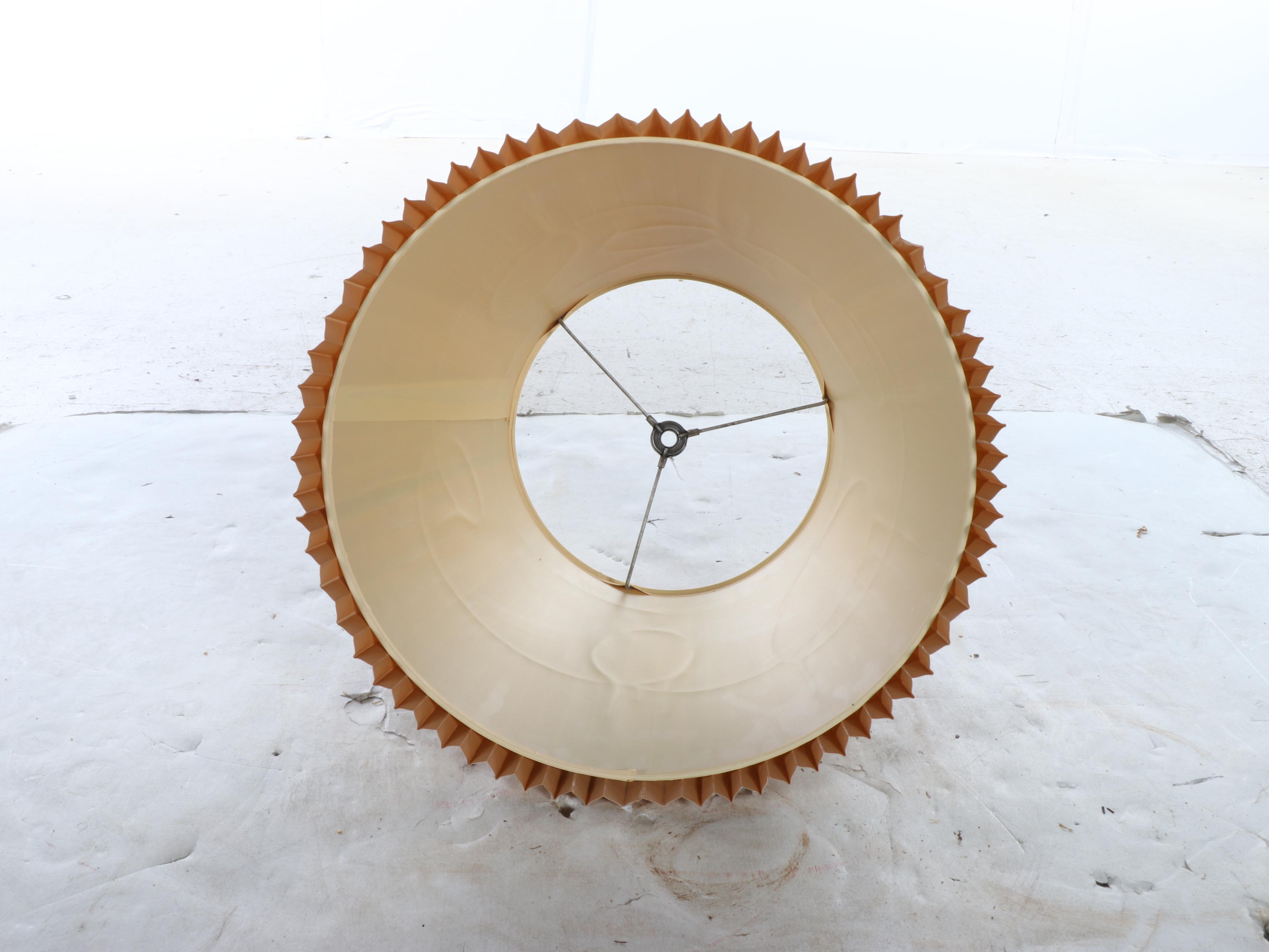 Octagonal Metal Swing Arm Floor Lamp with Accordion Pleat Fabric Shade