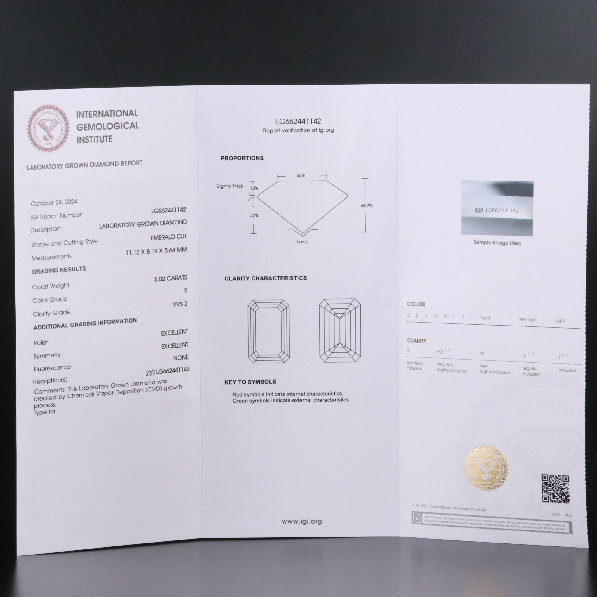 Loose 5.02 CT Lab Grown Diamond with IGI Report