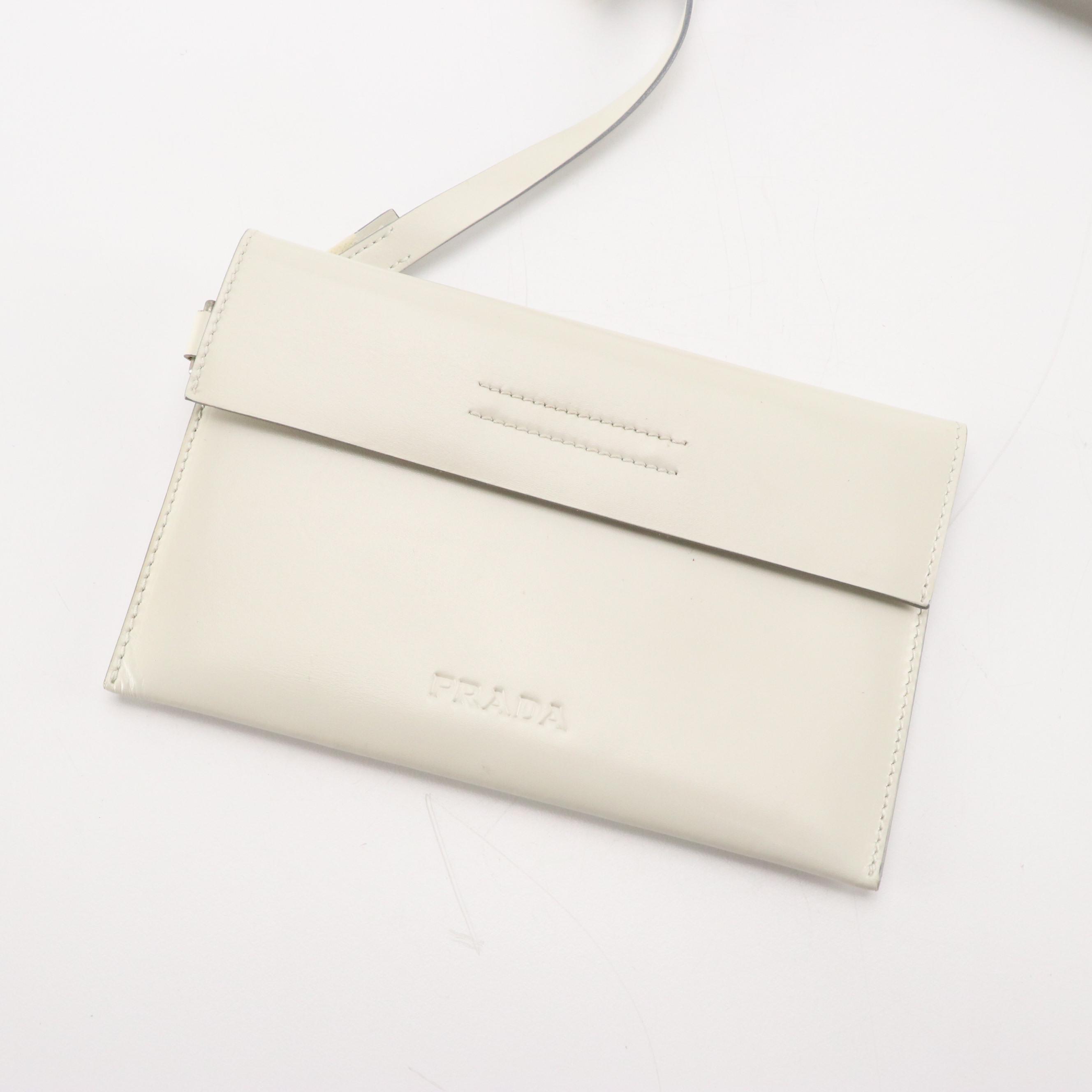 Prada Laser-Cut Smooth Leather Tote with Flap Pouch